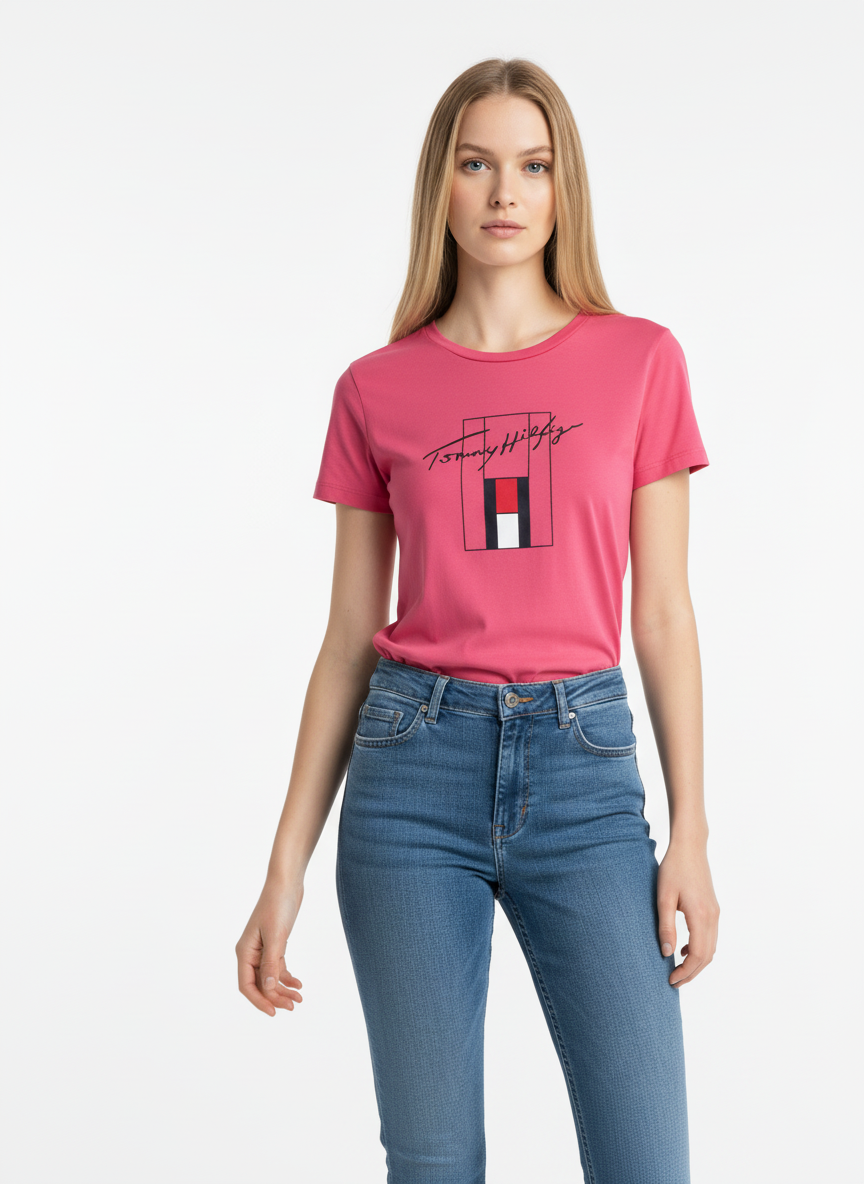 Vintage Tommy Hilfiger Pink Graphic Tee