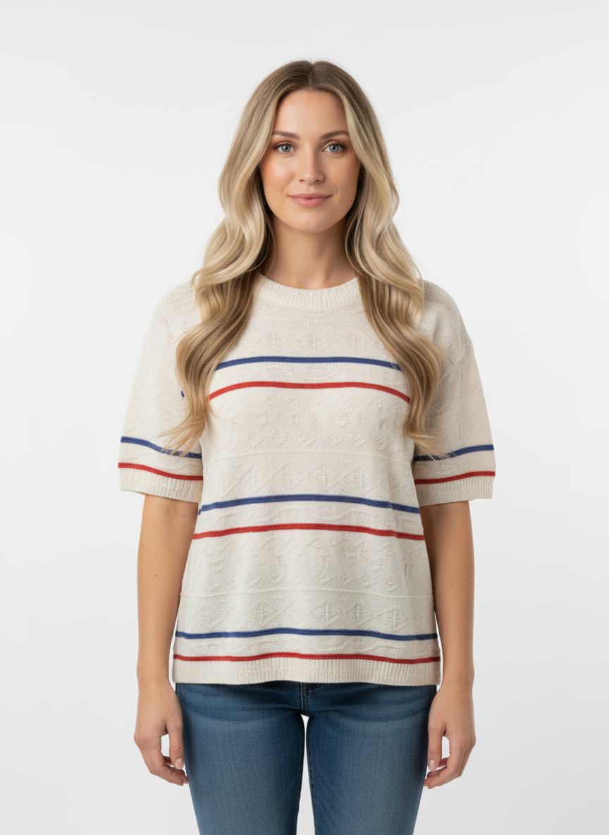 Vintage Nautical Knit Stripe Sweater Tee