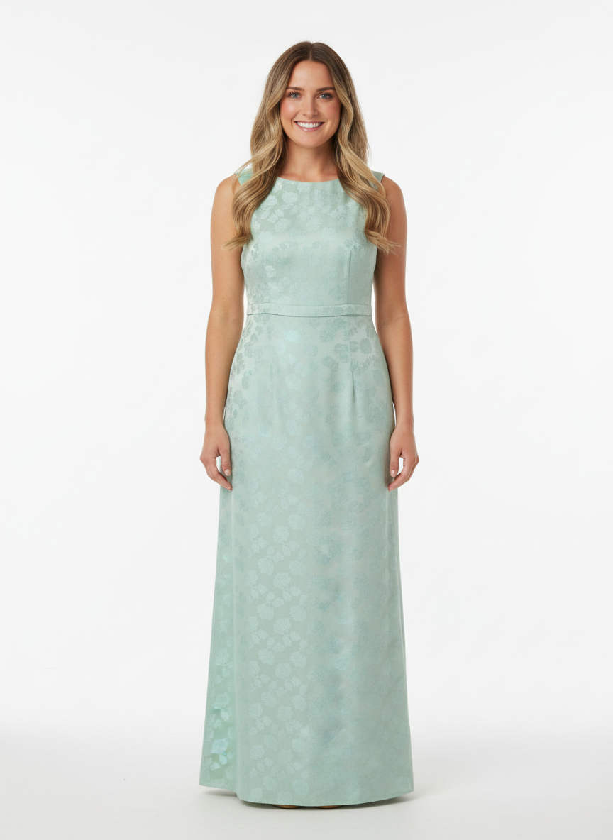 Vintage Mint Floral Jacquard Midi Dress