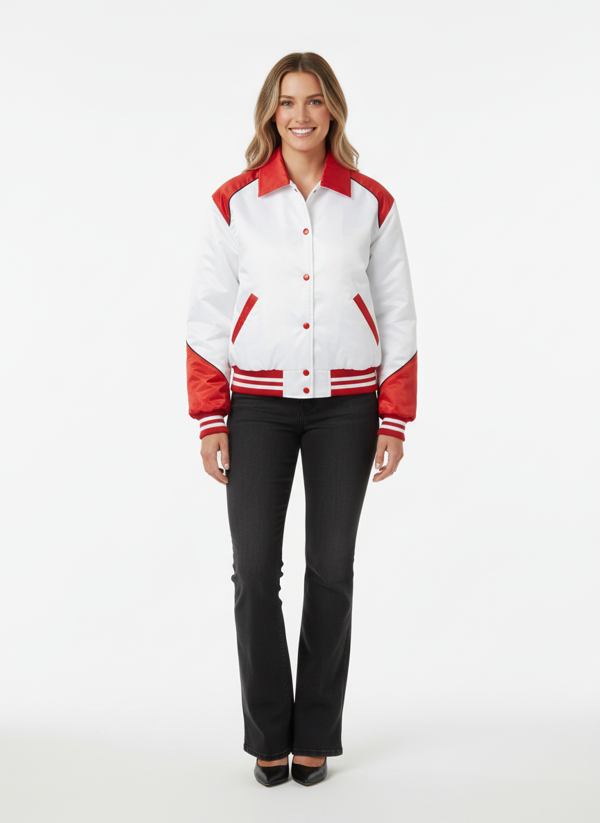 Vintage Retro Red+White Varsity Jacket