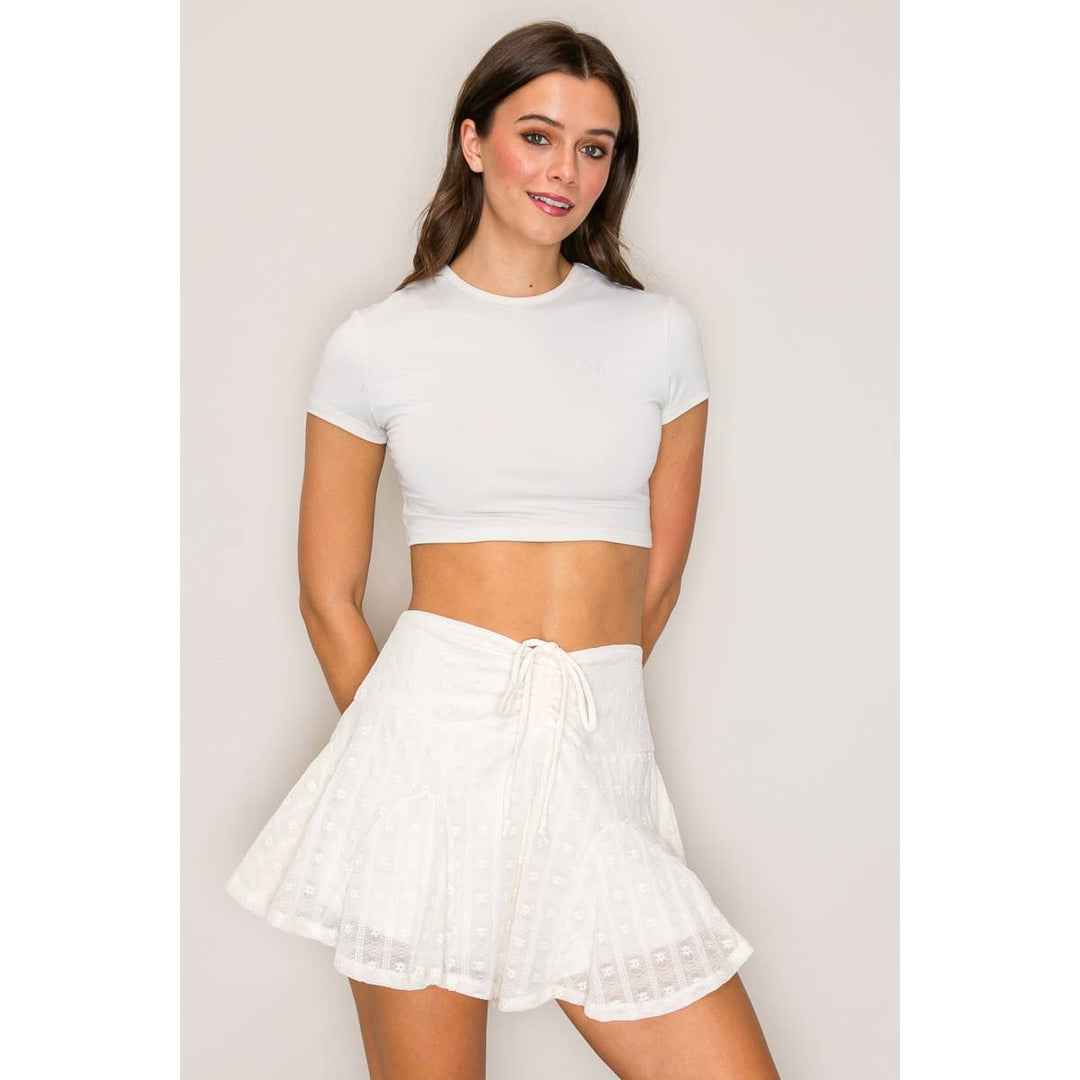 Lace Flared Skort with Cinched Waist