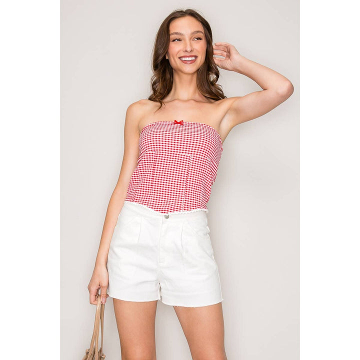 Gingham Seersucker Tube Top