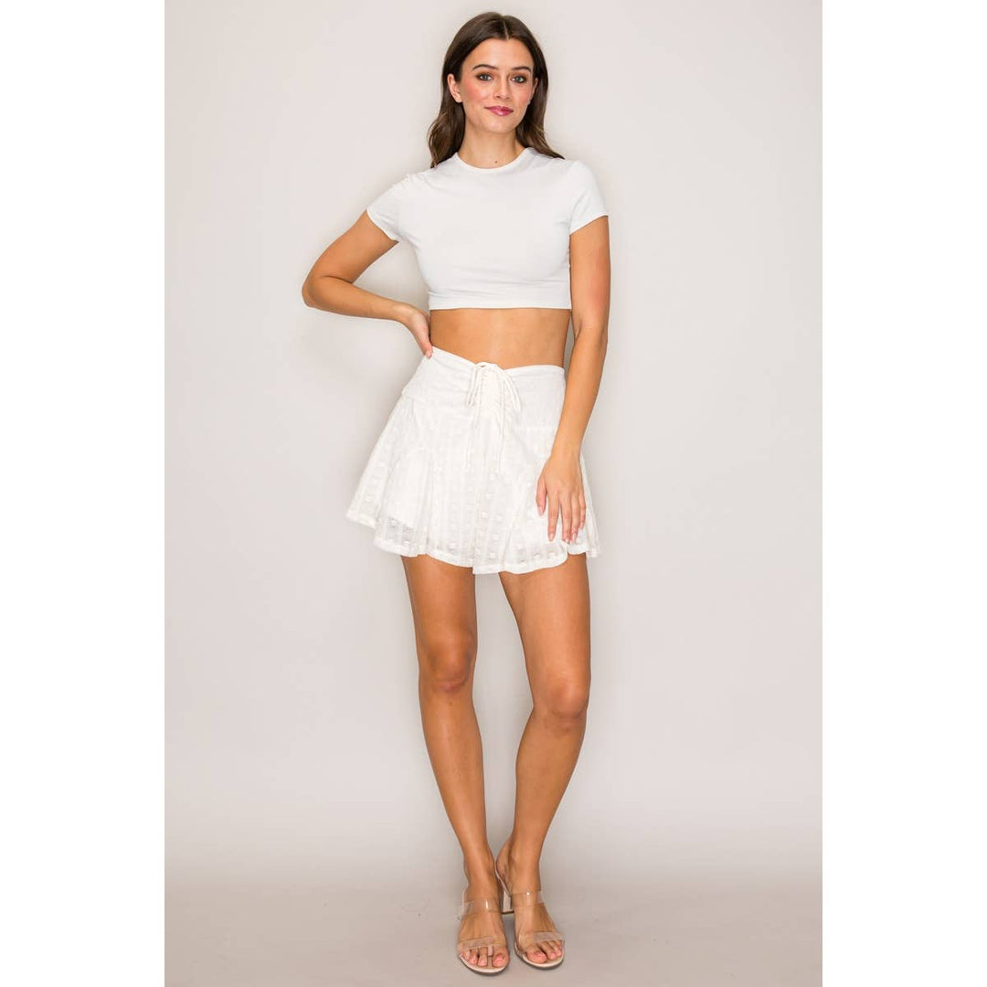 Lace Flared Skort with Cinched Waist