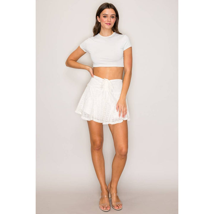 Lace Flared Skort with Cinched Waist