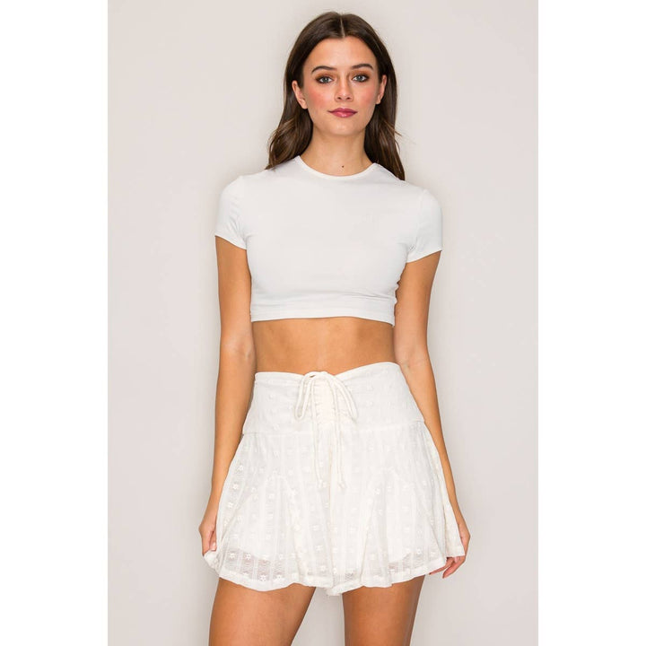 Lace Flared Skort with Cinched Waist