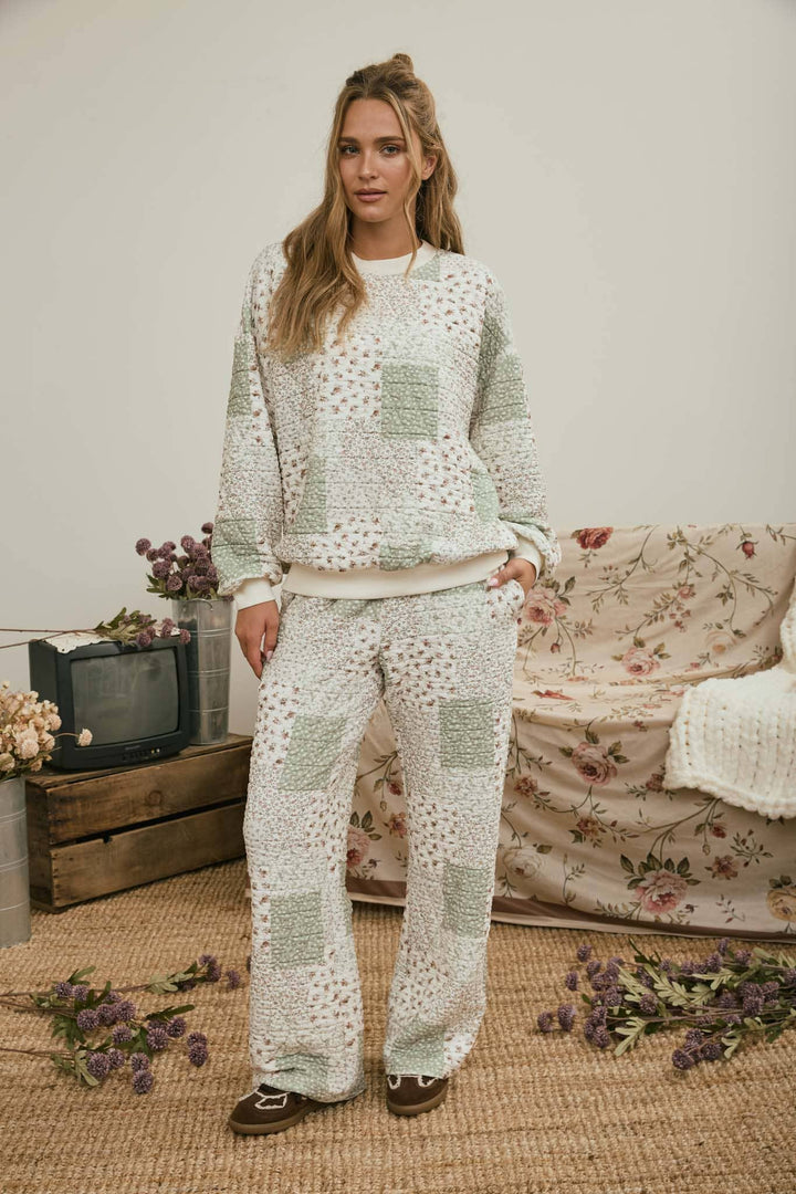 Floral Patchwork Quilted Sweatshirt