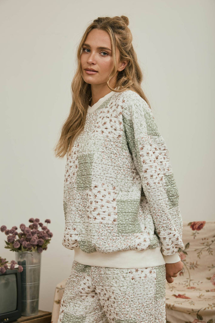 Floral Patchwork Quilted Pants