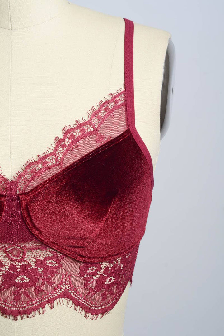 Velvet & Lace Cropped Cami Bralette