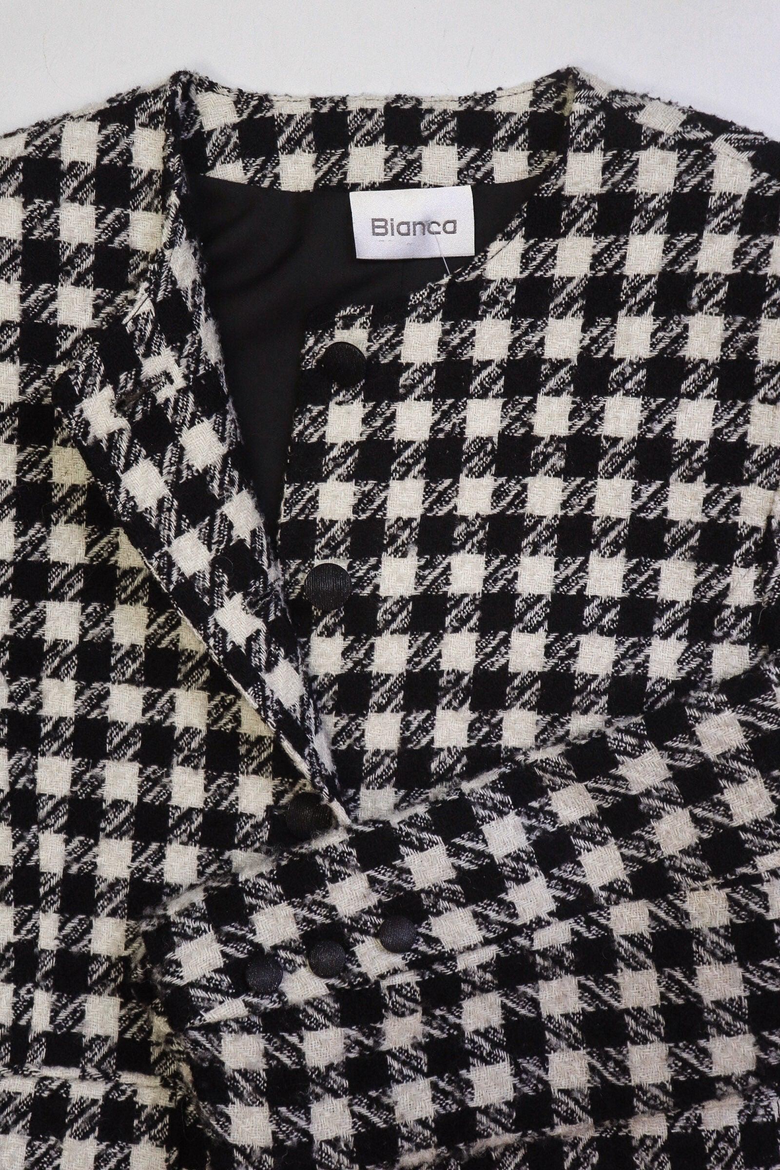 Vintage 80s Black and White Cropped Checkered Clueless Jacket