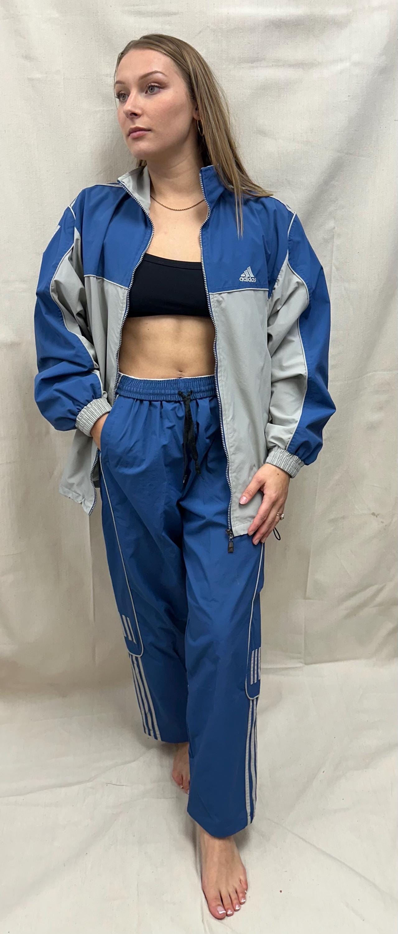 Vintage 80s Adidas Blue Grey Track Suit