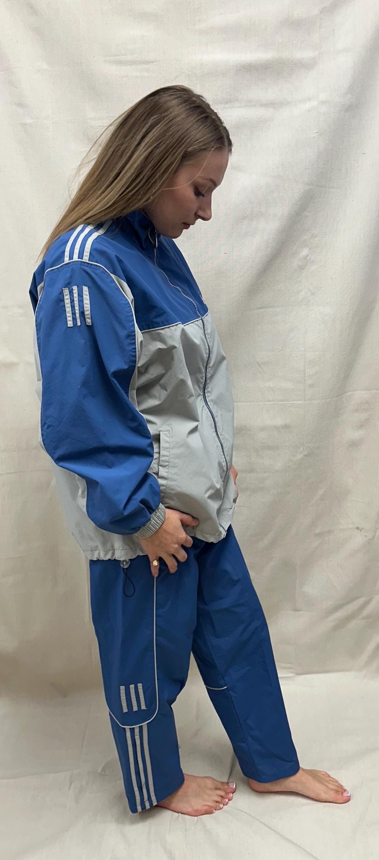 Vintage 80s Adidas Blue Grey Track Suit