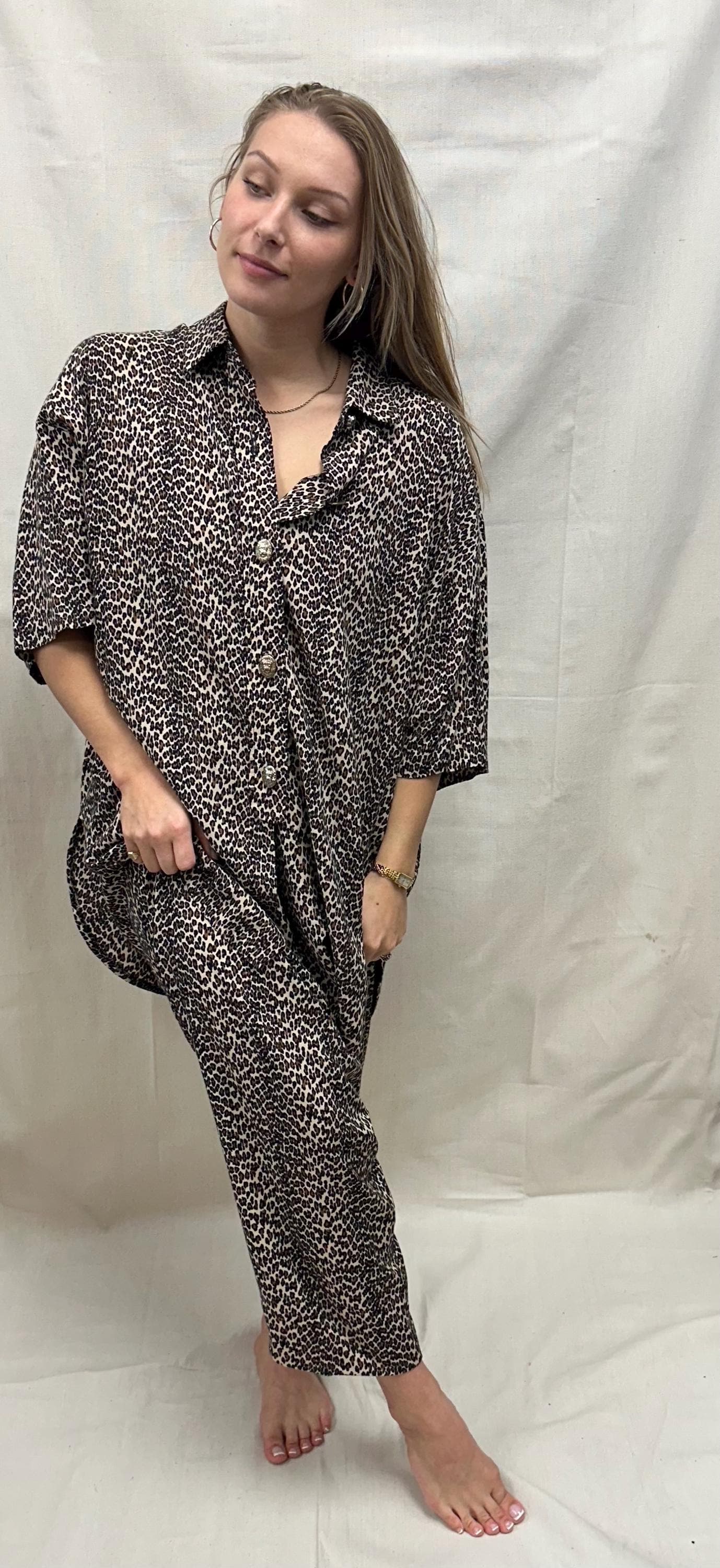 Vintage 80s Leopard Print Lounge Set | Plus Size 16