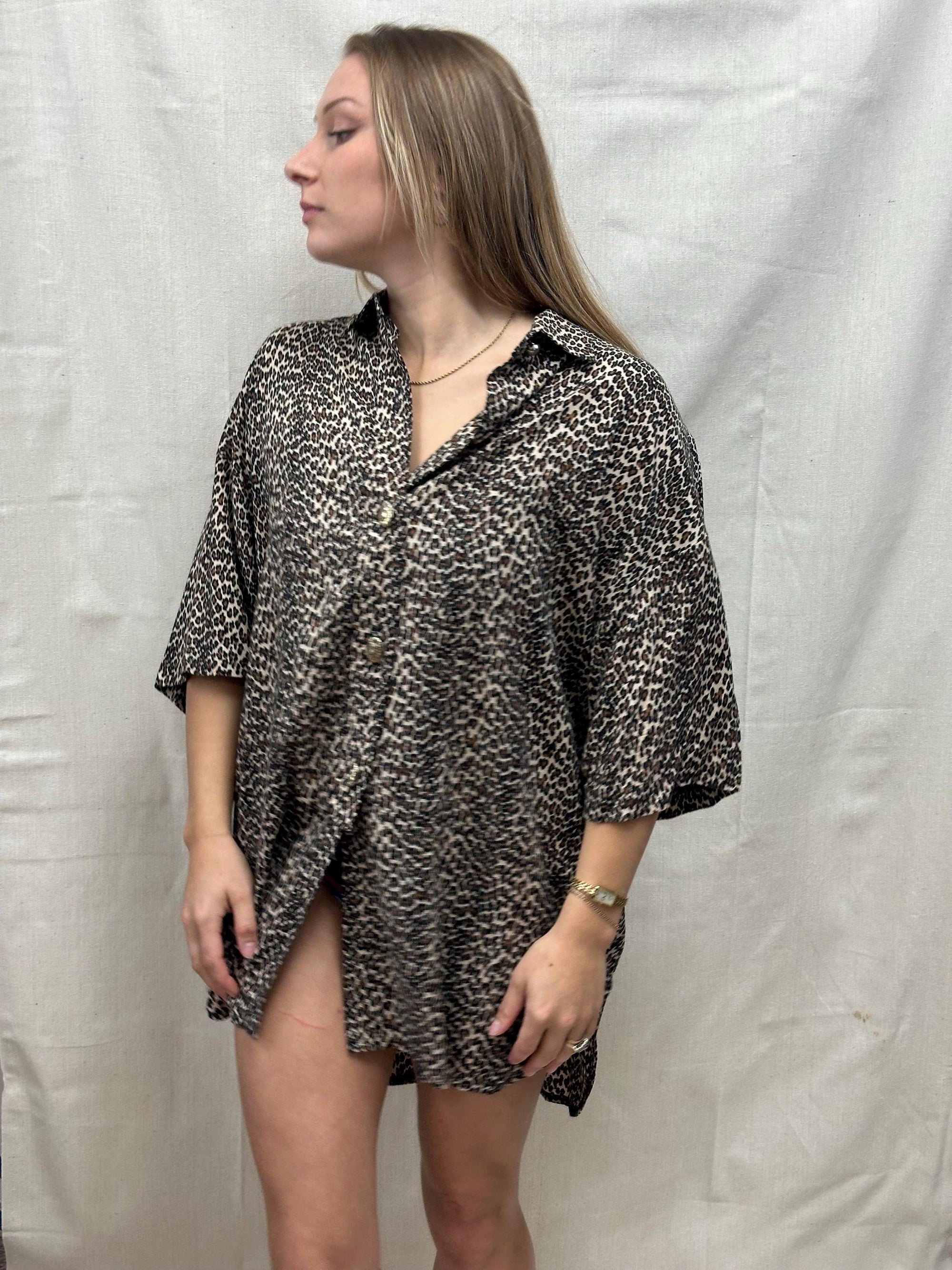 Vintage 80s Leopard Print Lounge Set | Plus Size 16