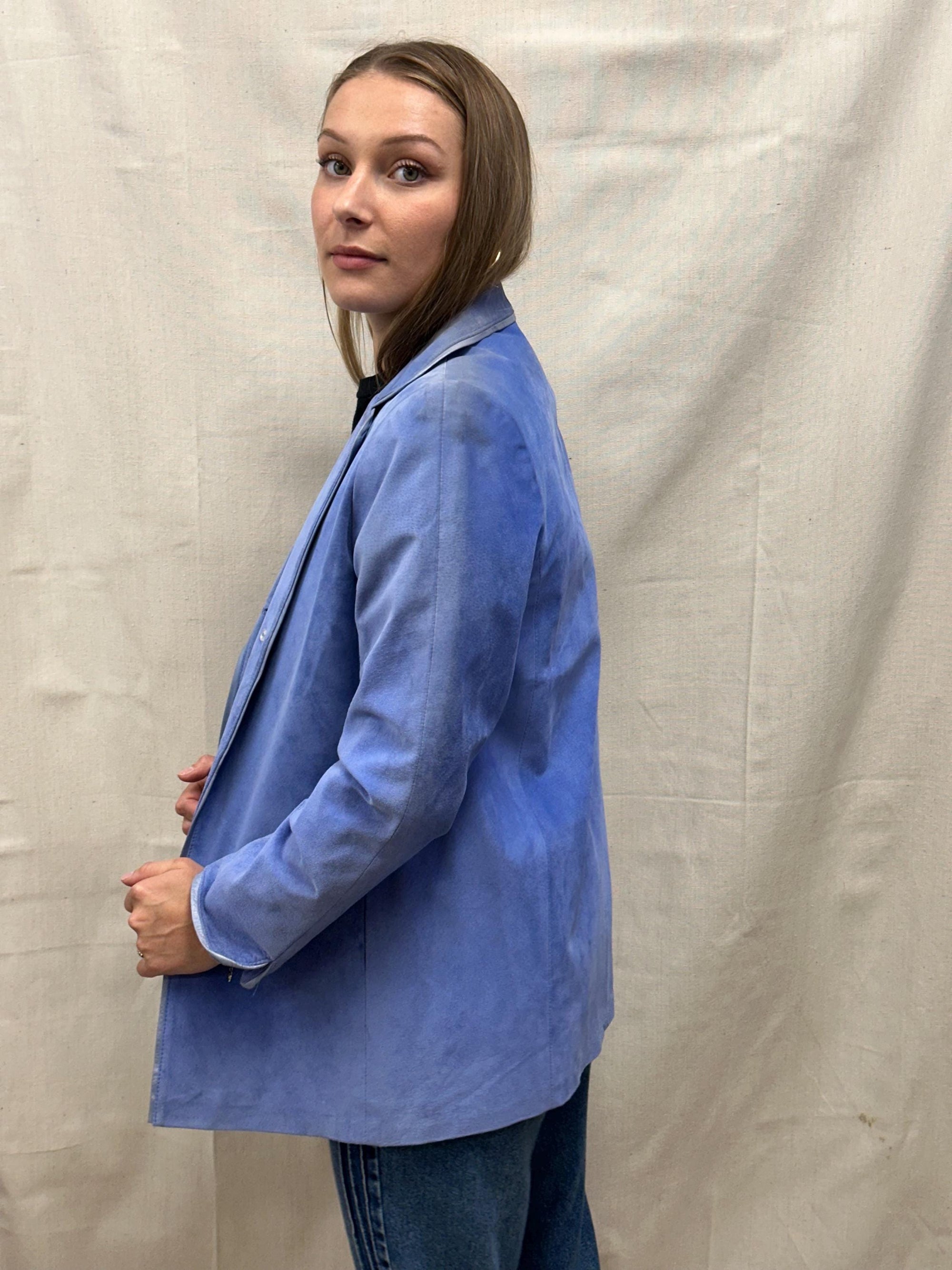 Vintage 80s Indigo Purple Blue Suade Blazer