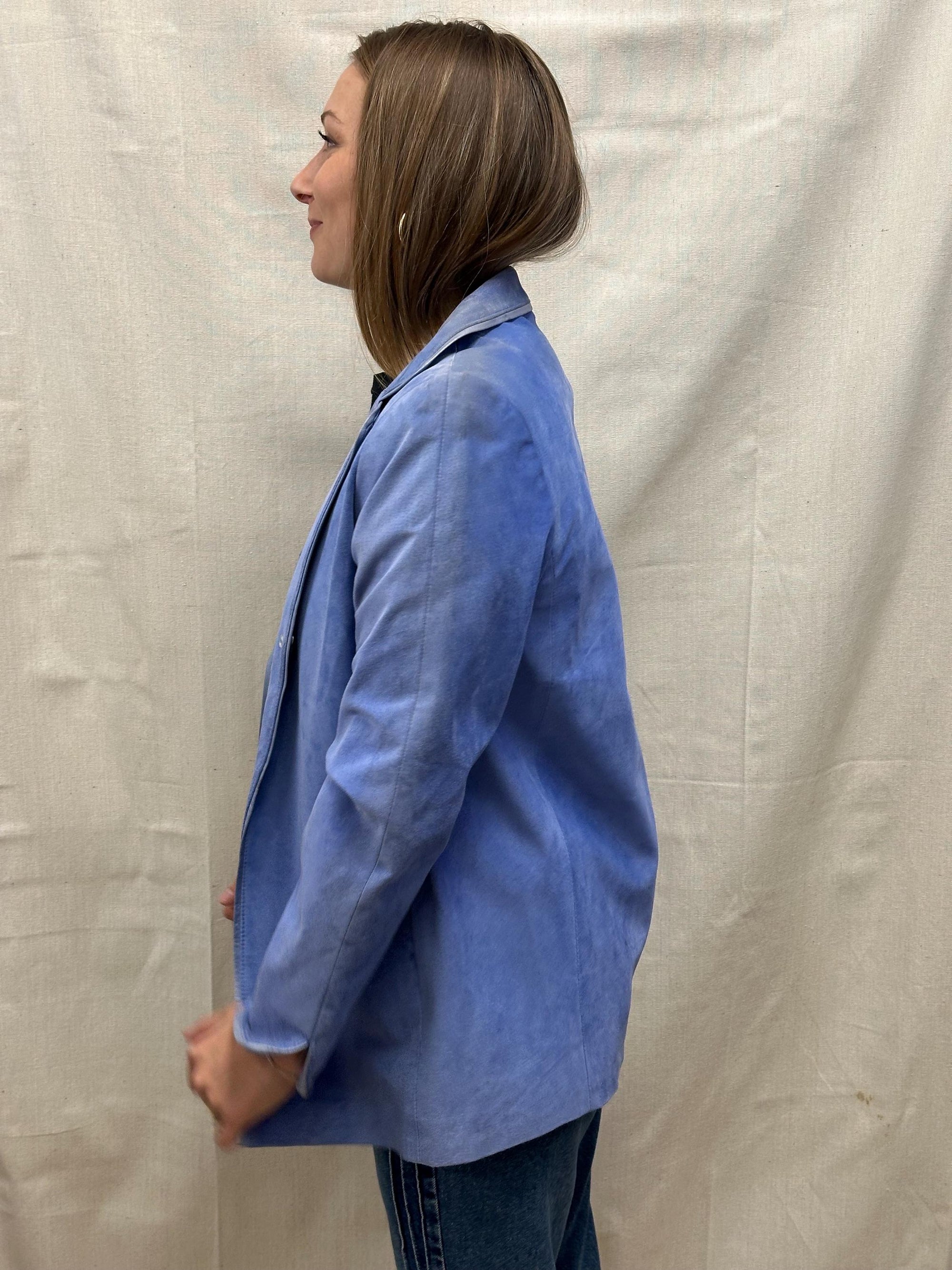 Vintage 80s Indigo Purple Blue Suade Blazer