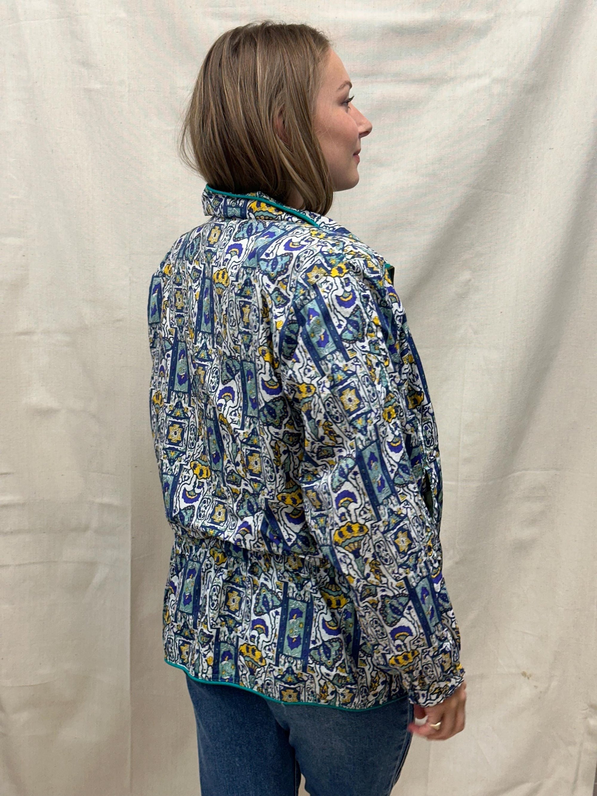 Vintage 80s Patterened Bomber Rain Jacket