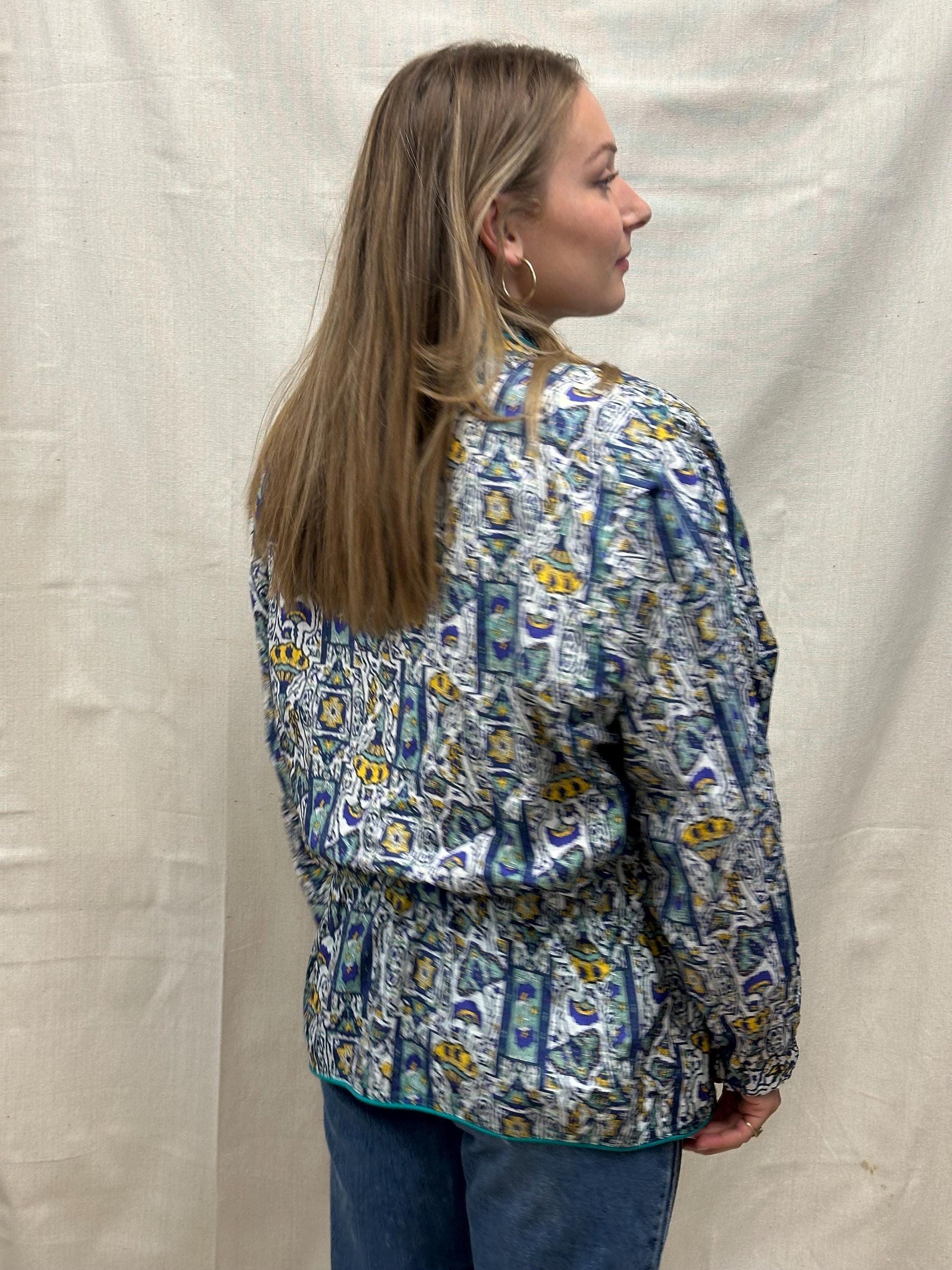 Vintage 80s Patterened Bomber Rain Jacket