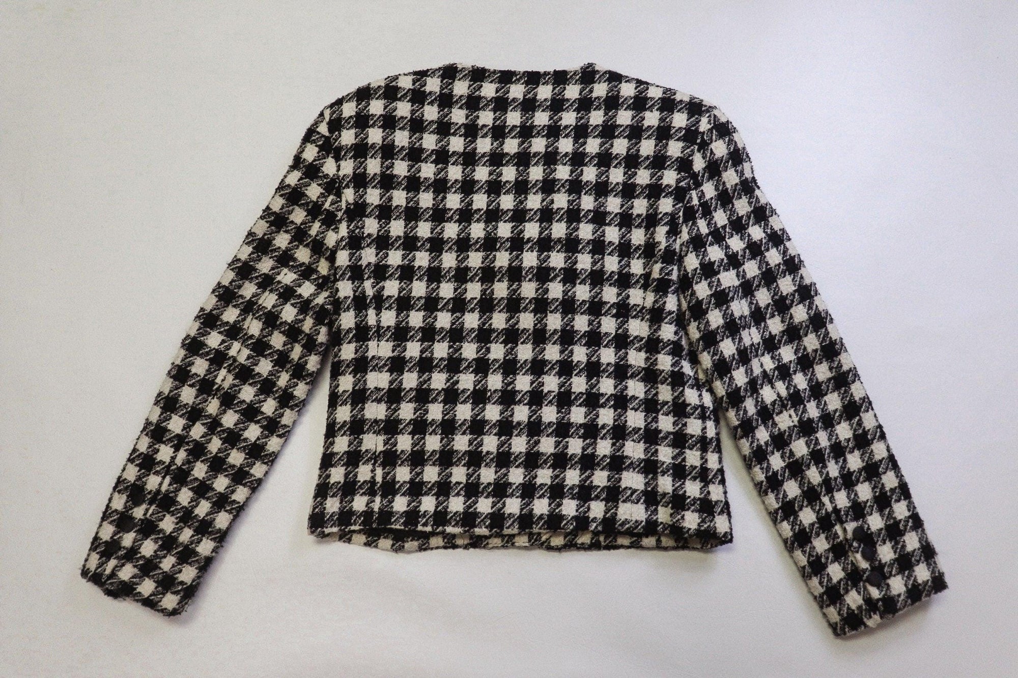 Vintage 80s Black and White Cropped Checkered Clueless Jacket