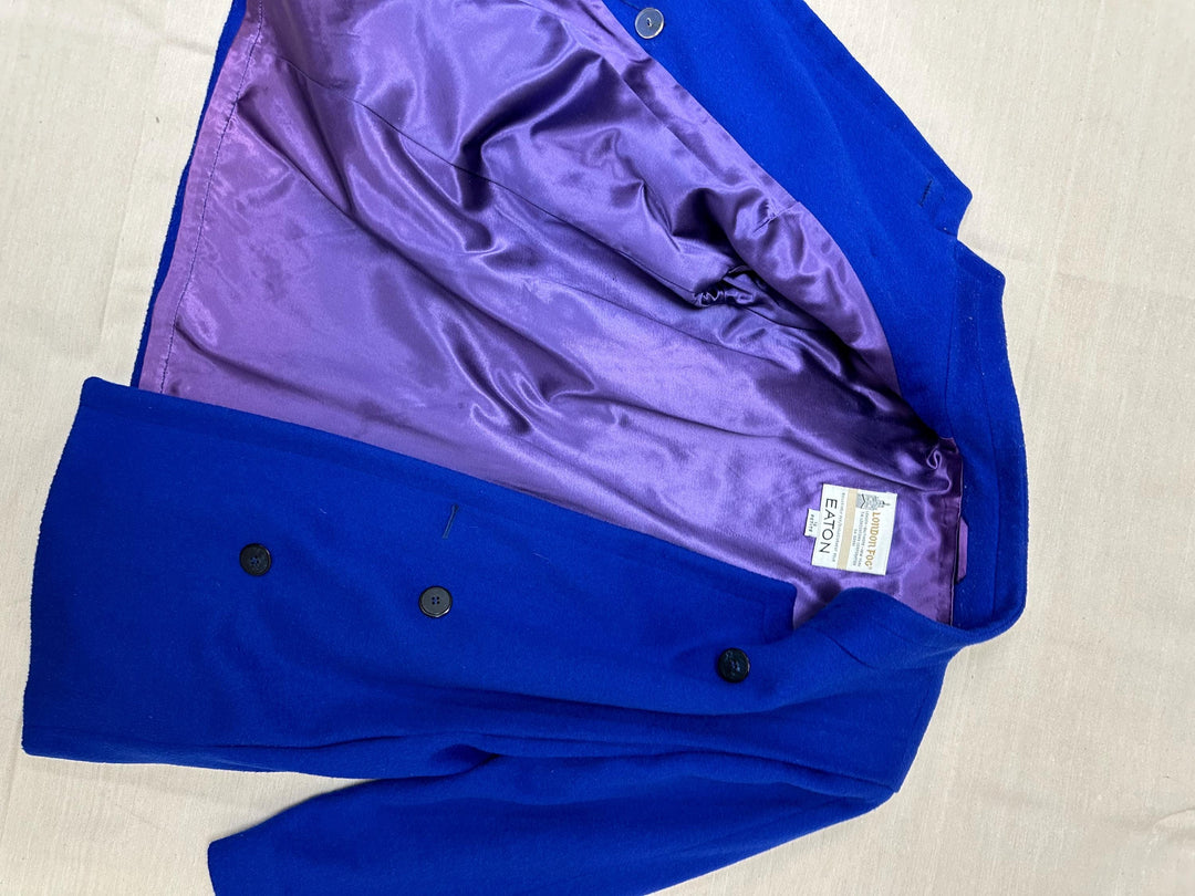 Vintage 80s Double Button London Fog Cobalt Blue Coat | Size Large