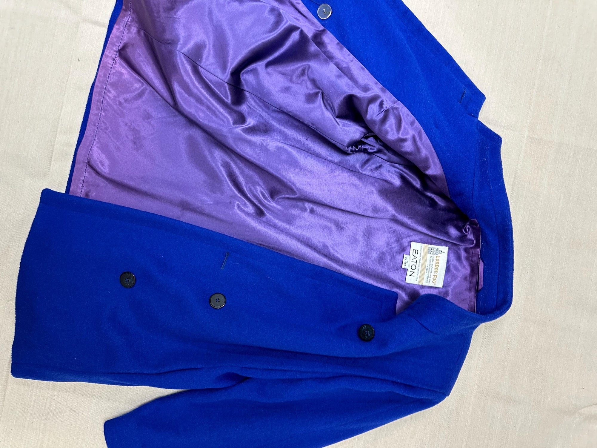 Vintage 80s Double Button London Fog Cobalt Blue Coat | Size Large