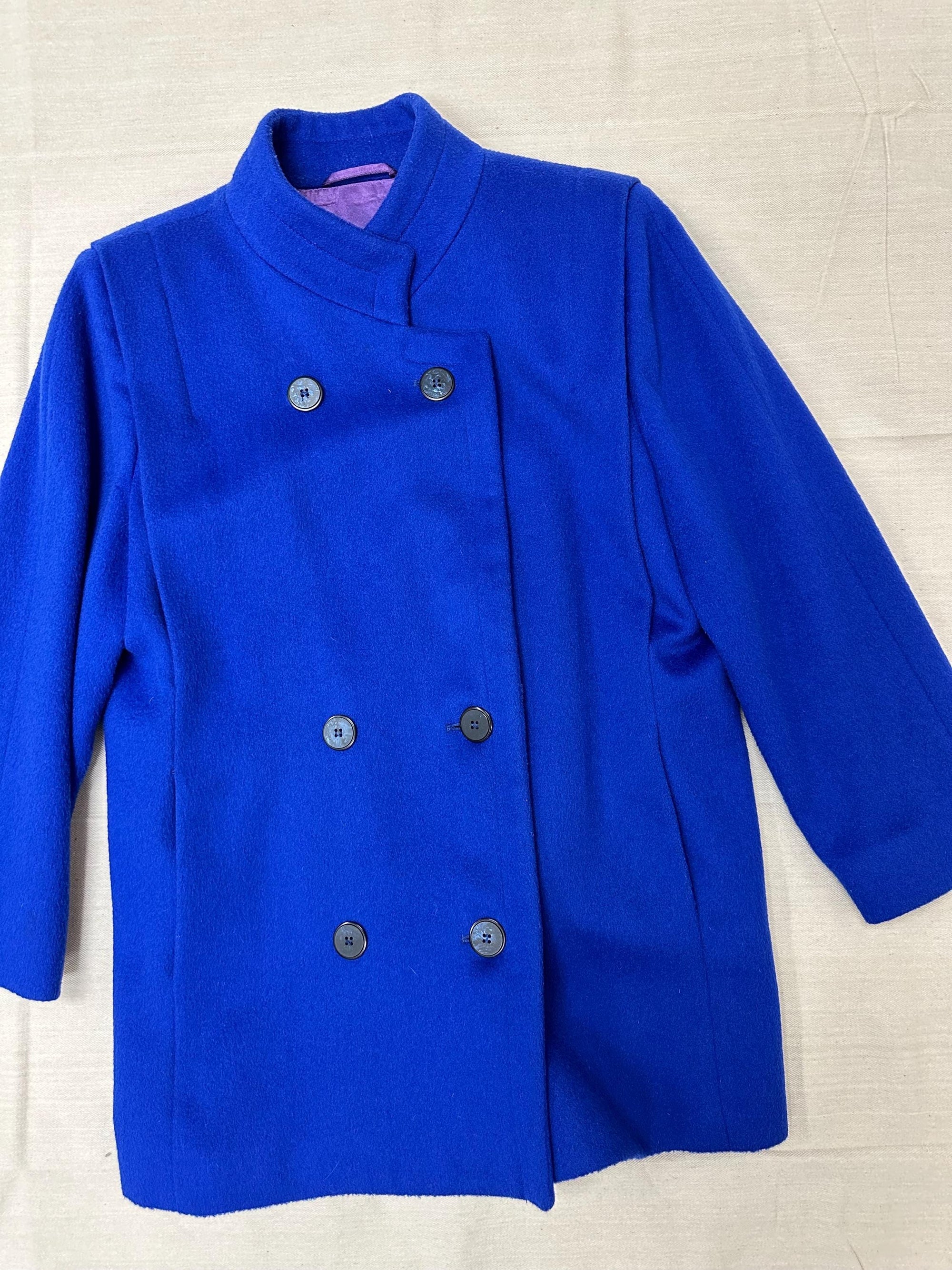 Vintage 80s Double Button London Fog Cobalt Blue Coat | Size Large