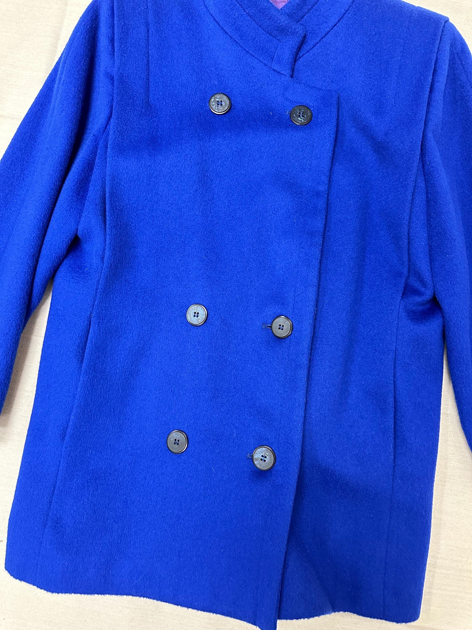 Vintage 80s Double Button London Fog Cobalt Blue Coat | Size Large