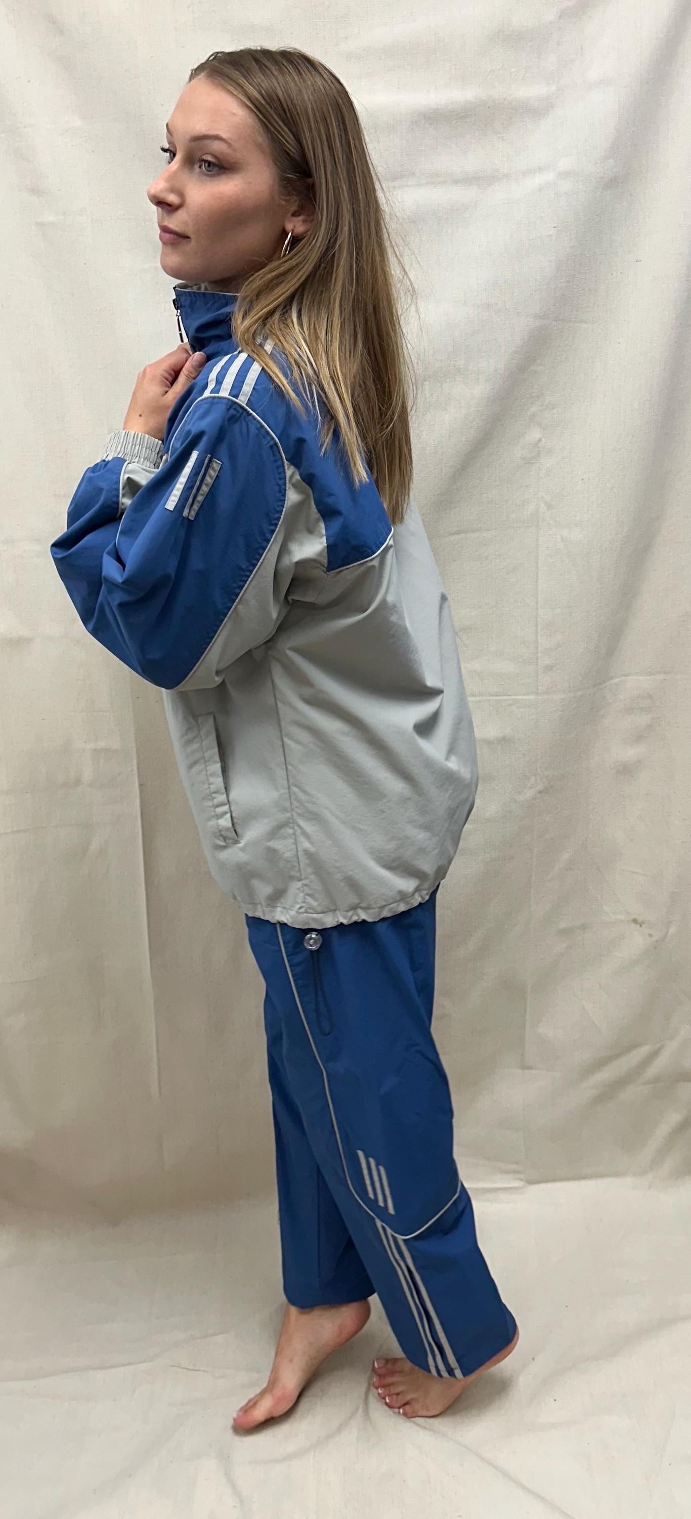 Vintage 80s Adidas Blue Grey Track Suit