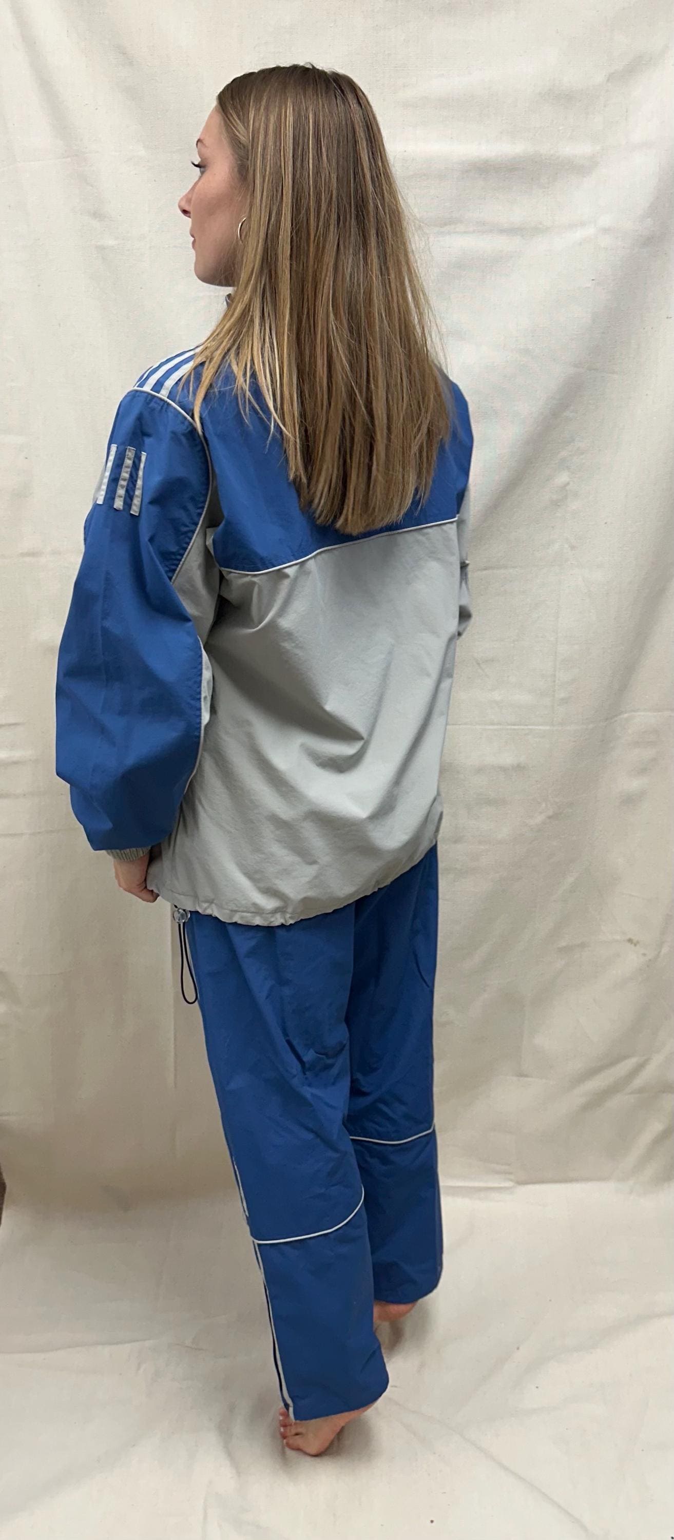 Vintage 80s Adidas Blue Grey Track Suit