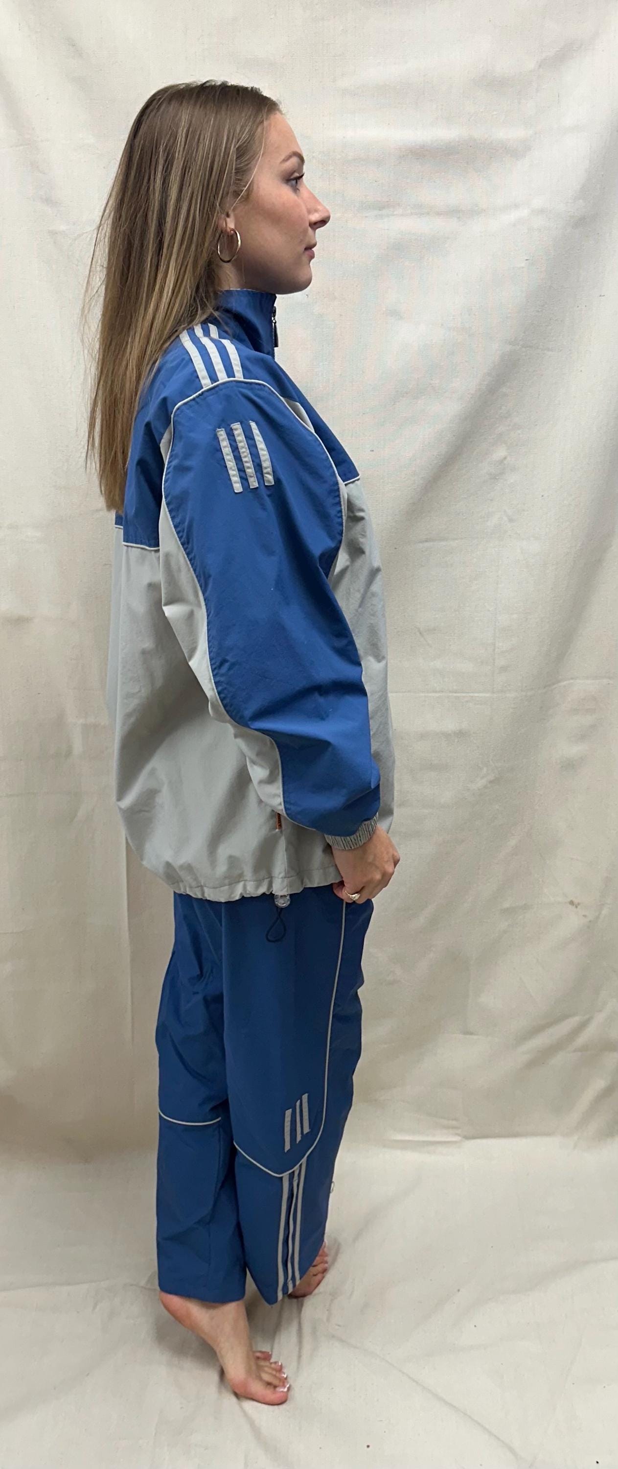 Vintage 80s Adidas Blue Grey Track Suit