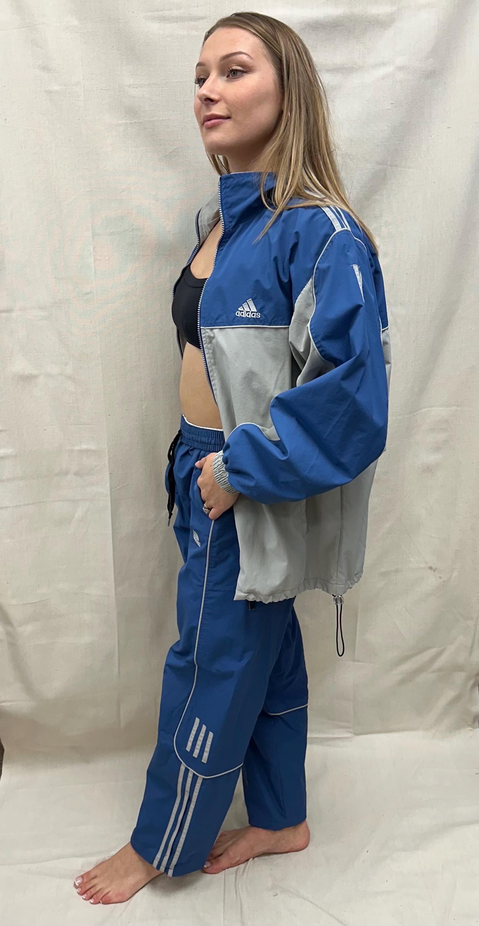 Vintage 80s Adidas Blue Grey Track Suit