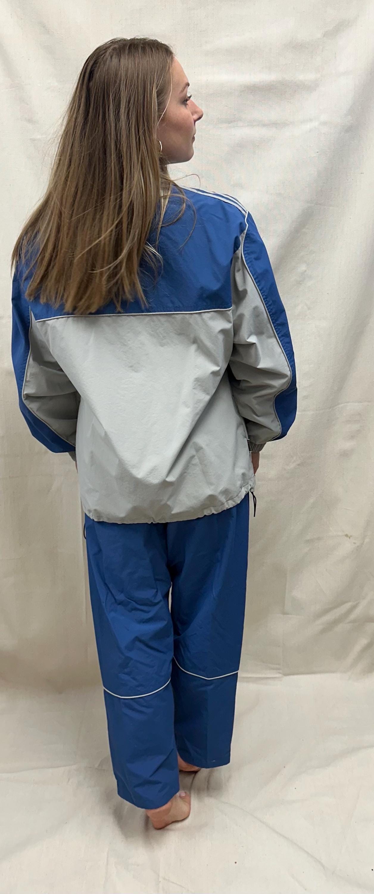 Vintage 80s Adidas Blue Grey Track Suit