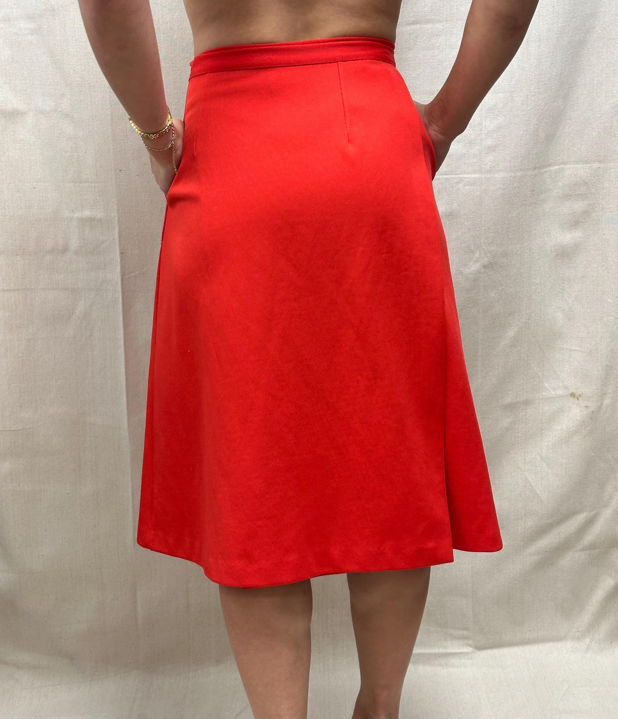 Vintage 60s Red Wrap Skirt with Pockets