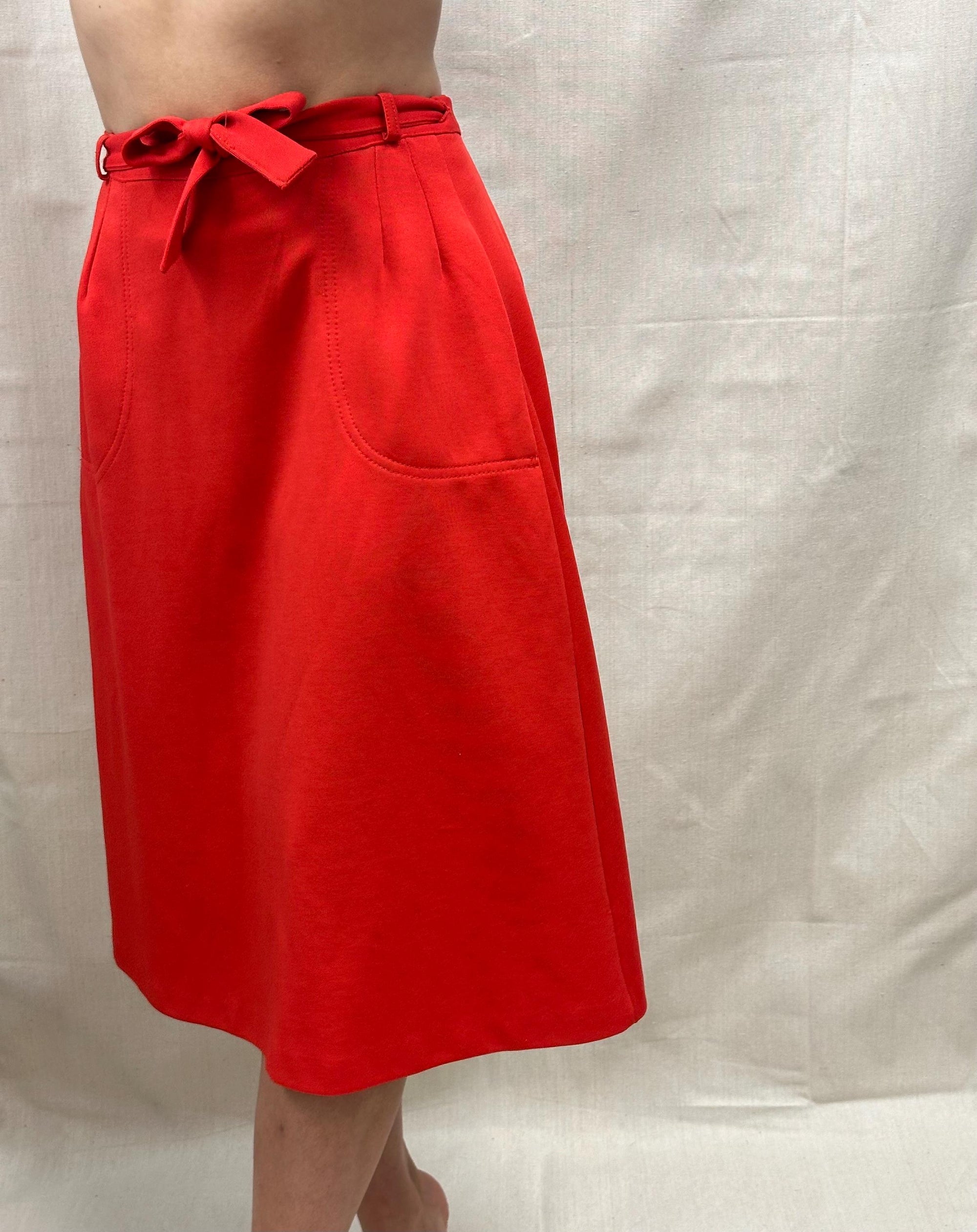 Vintage 60s Red Wrap Skirt with Pockets