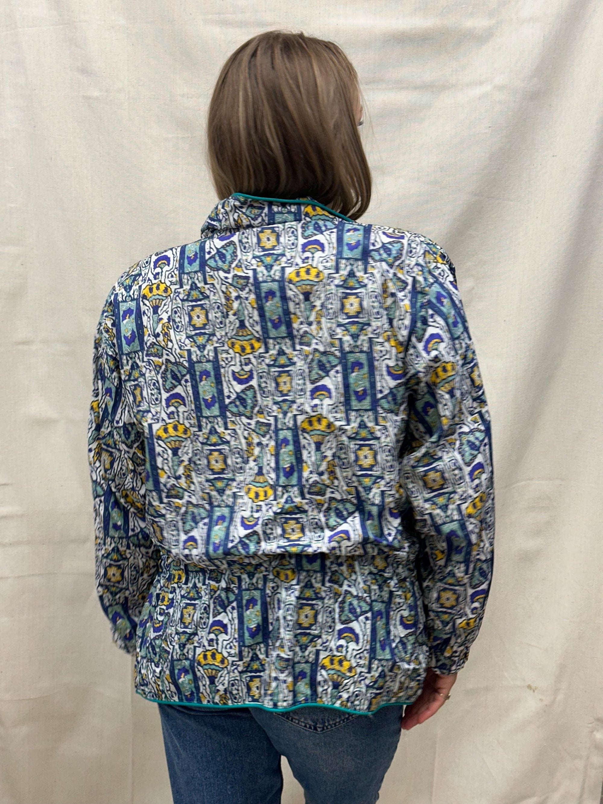 Vintage 80s Patterened Bomber Rain Jacket