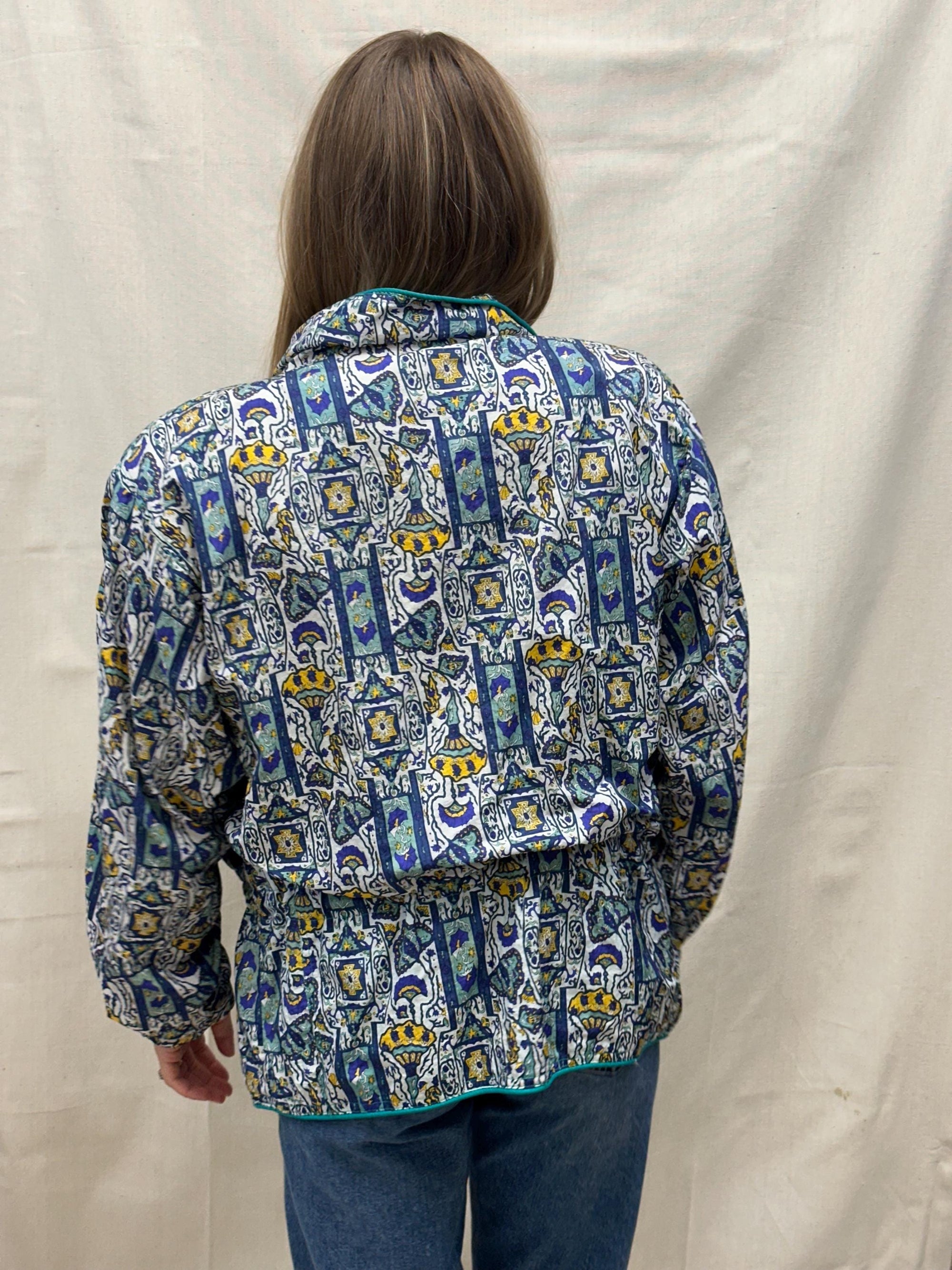 Vintage 80s Patterened Bomber Rain Jacket