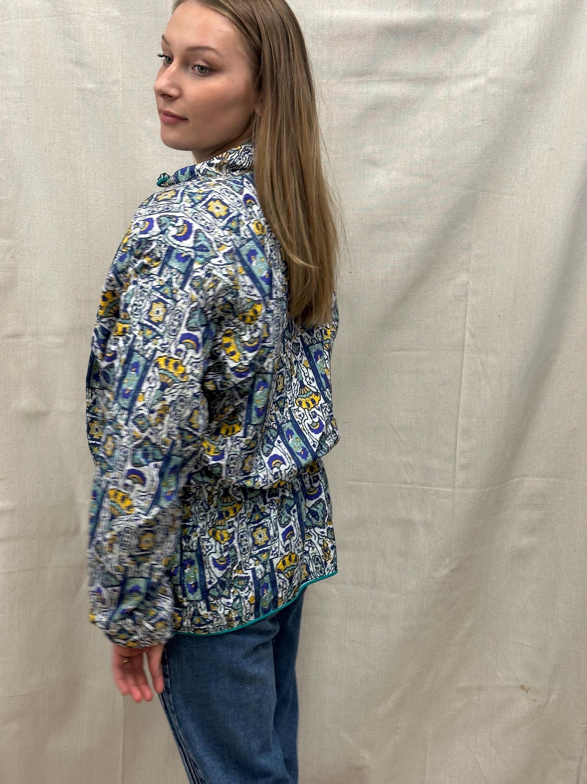 Vintage 80s Patterened Bomber Rain Jacket