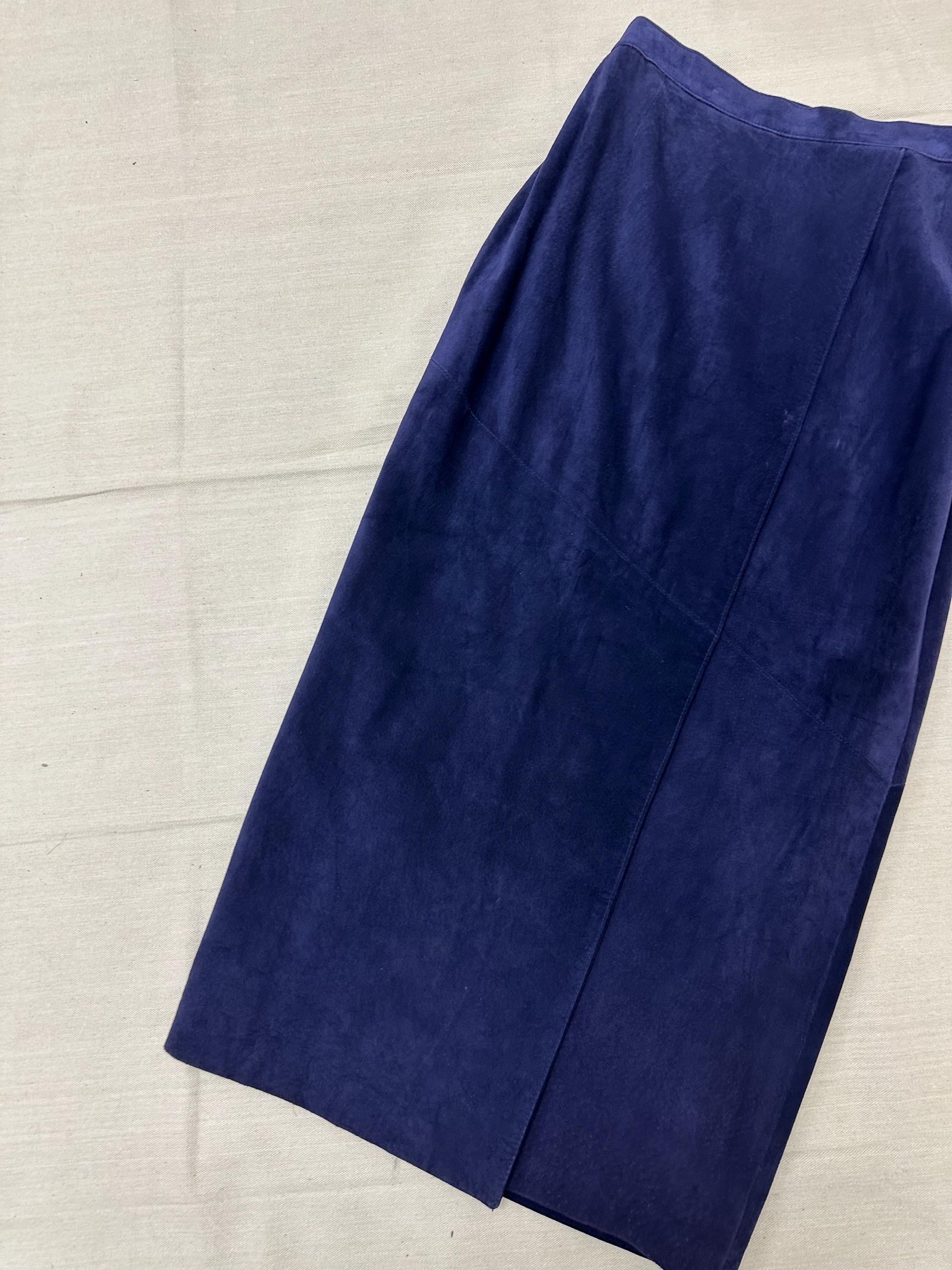 Vintage 80s Purple Maxi Suede Daniel Skirt | Size 10 | Made in Canada