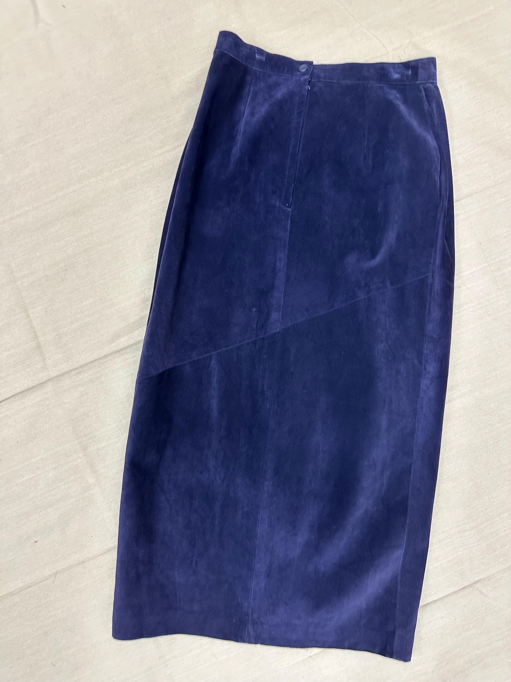 Vintage 80s Purple Maxi Suede Daniel Skirt | Size 10 | Made in Canada