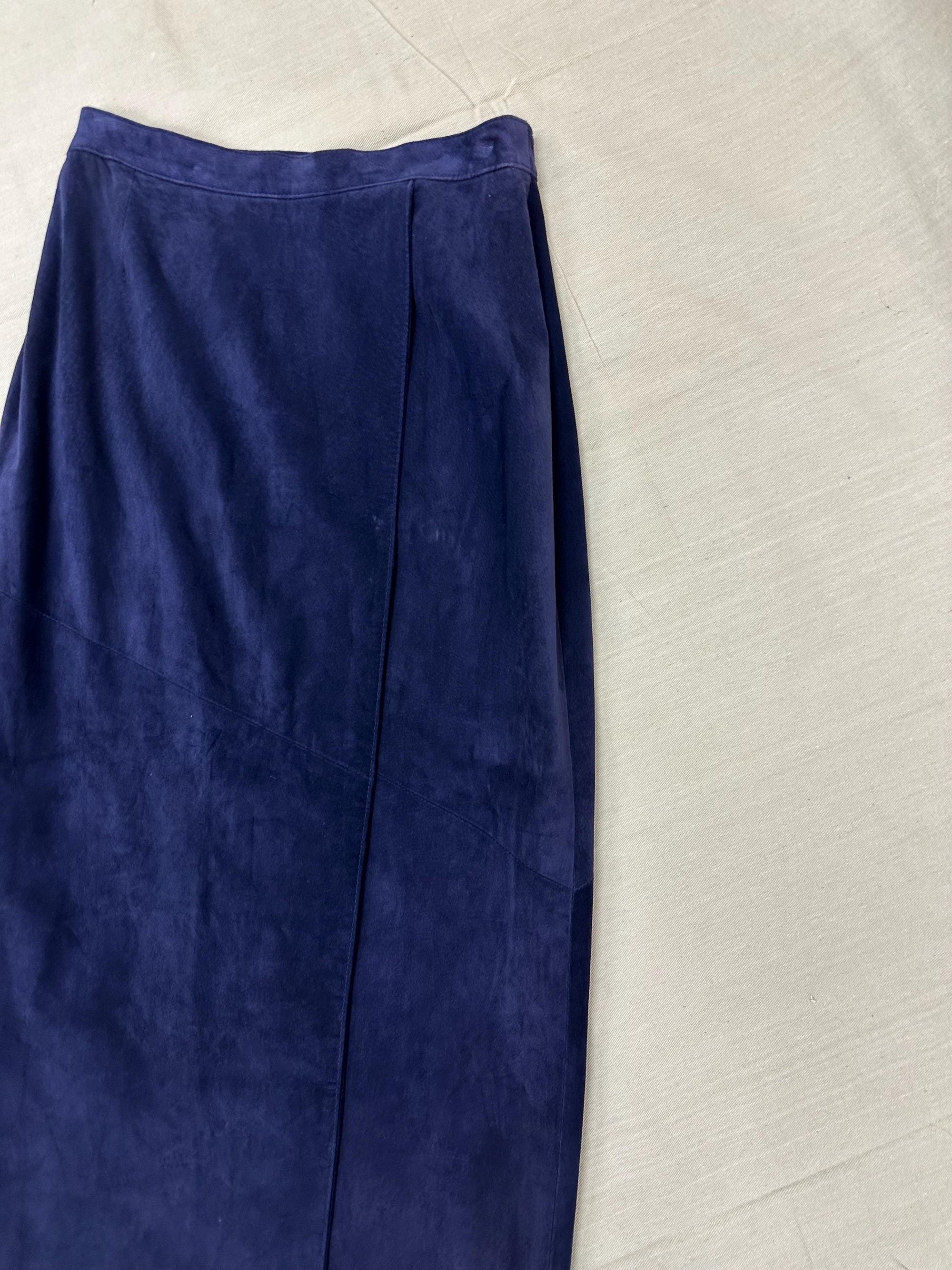 Vintage 80s Purple Maxi Suede Daniel Skirt | Size 10 | Made in Canada