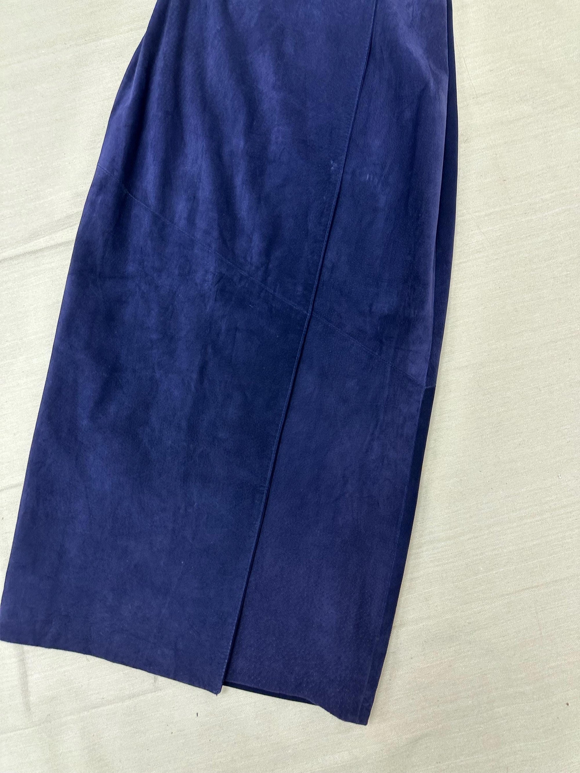 Vintage 80s Purple Maxi Suede Daniel Skirt | Size 10 | Made in Canada