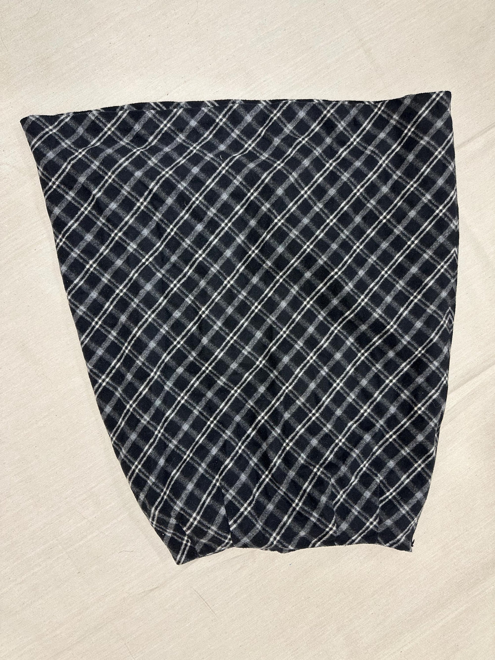 Vintage 90s Black Grey Plaid Aline Pencil Skirt | Grunge | Tag Size Ladies 8