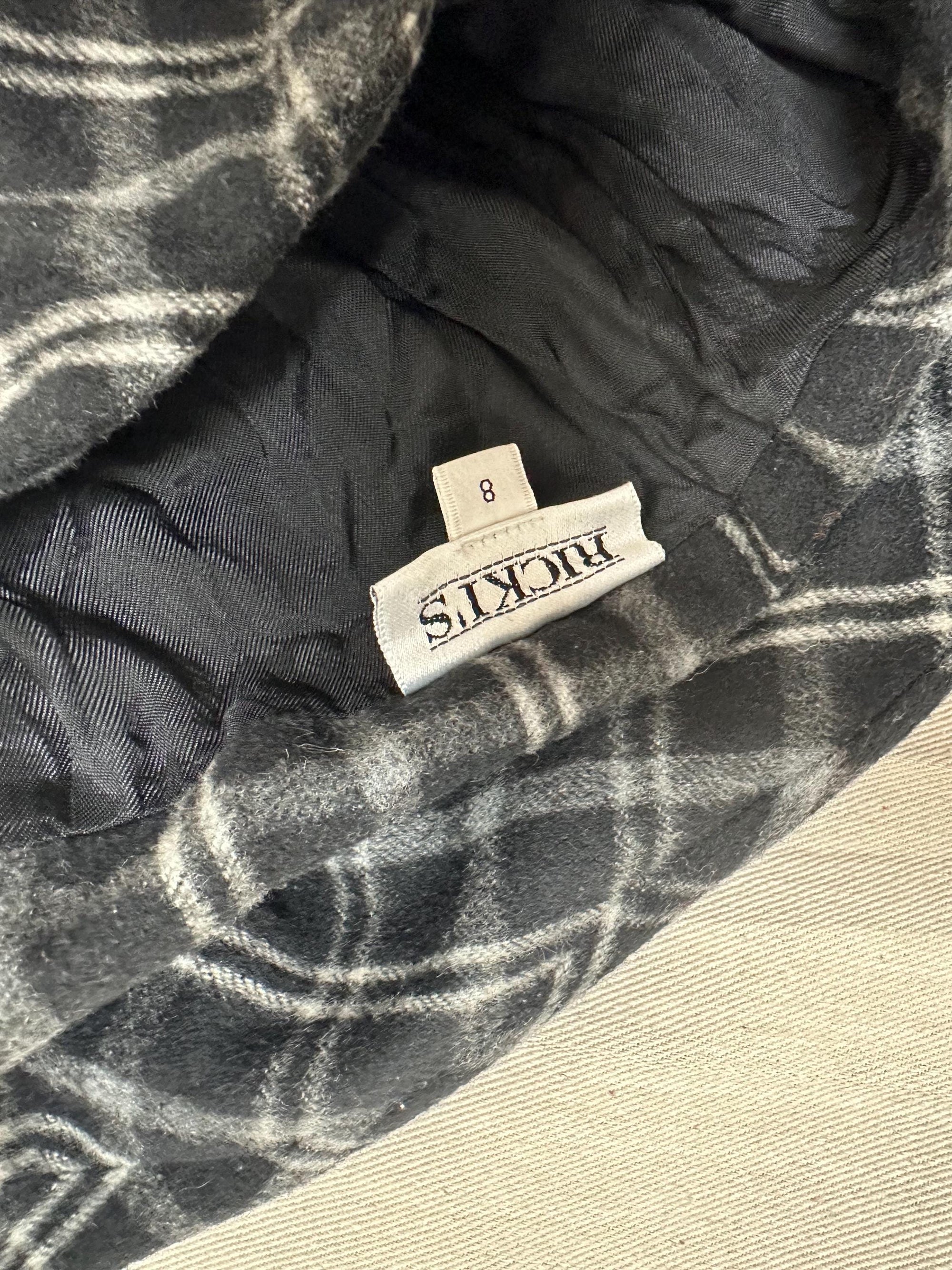 Vintage 90s Black Grey Plaid Aline Pencil Skirt | Grunge | Tag Size Ladies 8