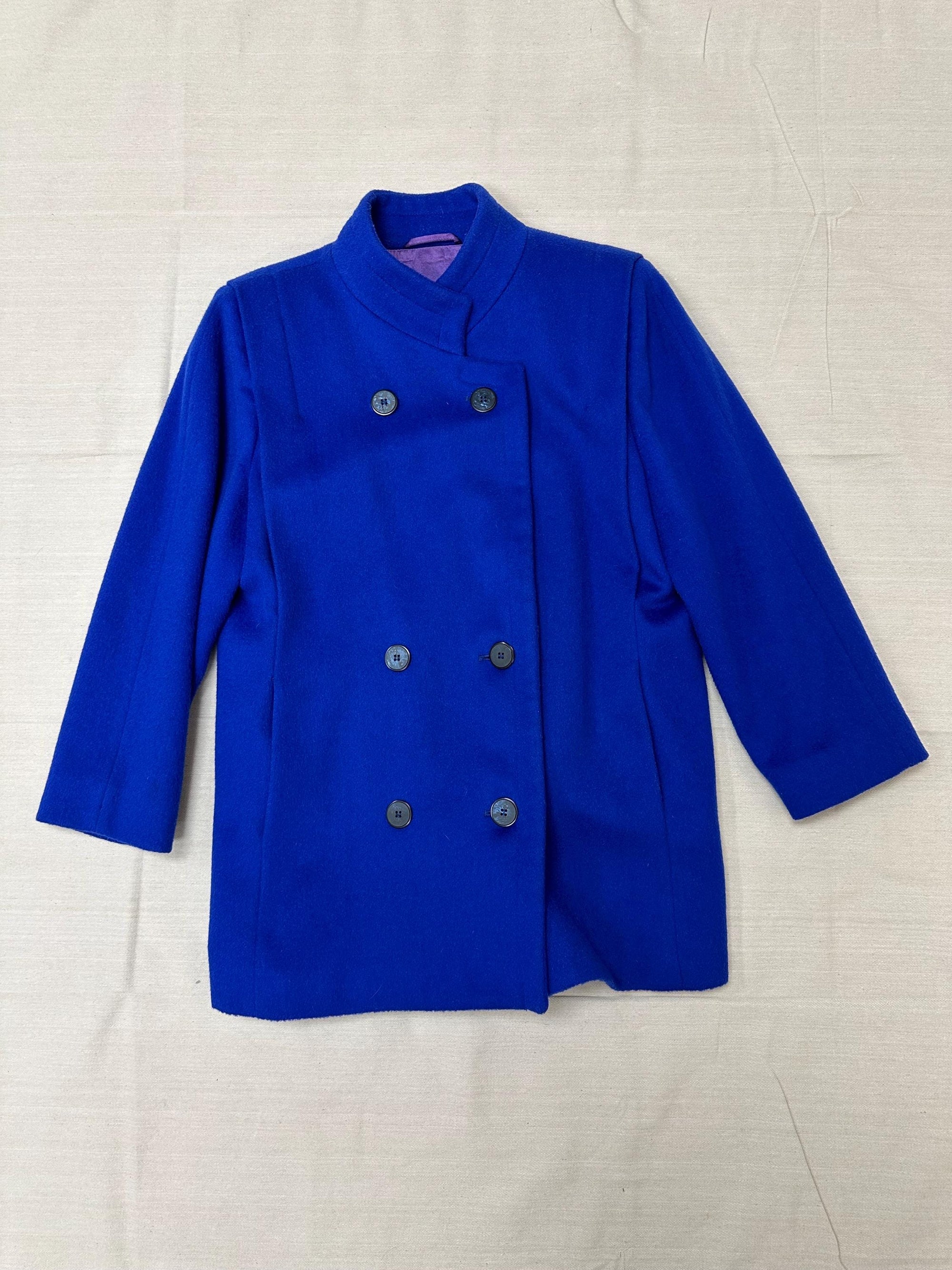Vintage 80s Double Button London Fog Cobalt Blue Coat | Size Large