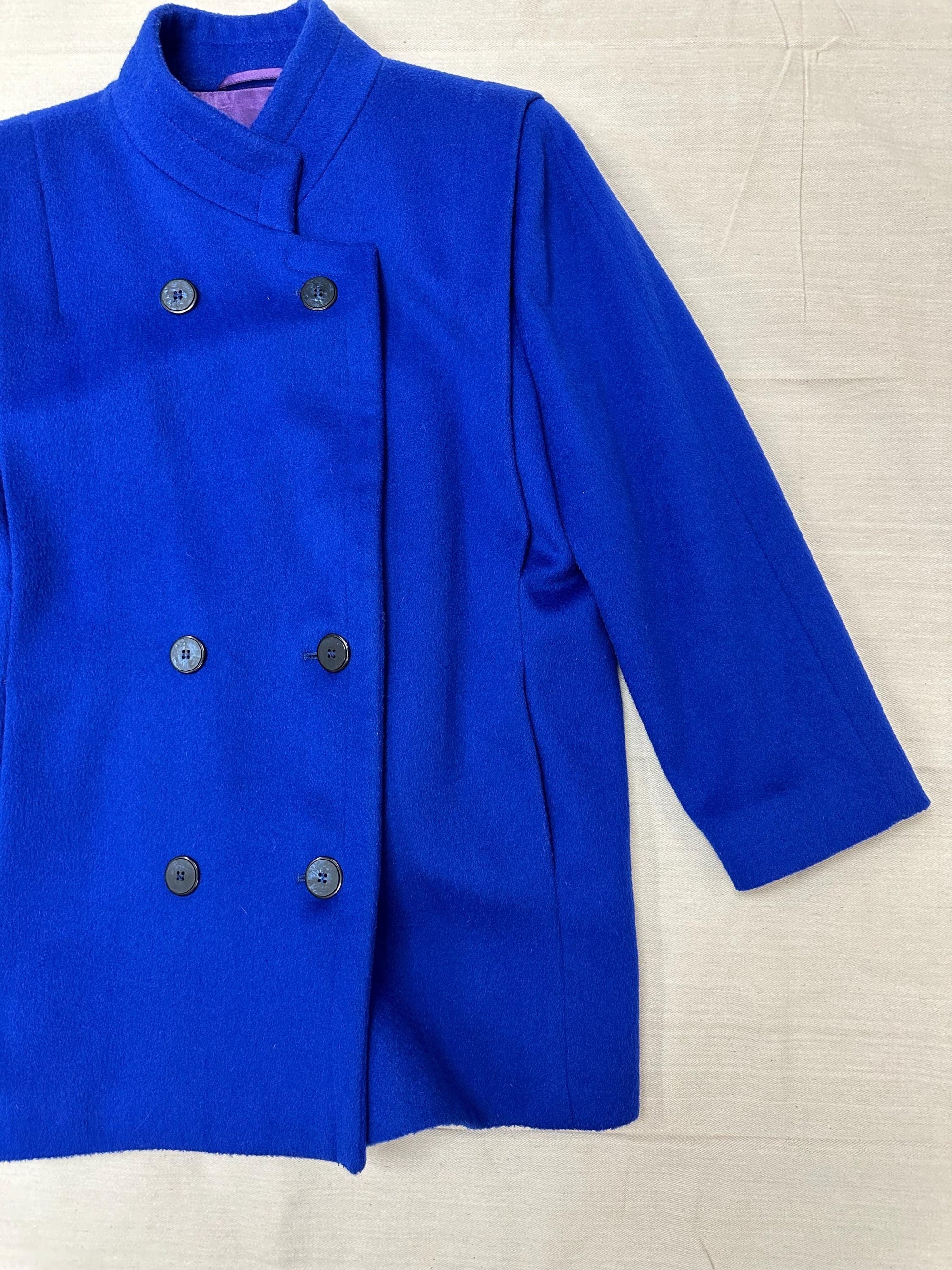 Vintage 80s Double Button London Fog Cobalt Blue Coat | Size Large