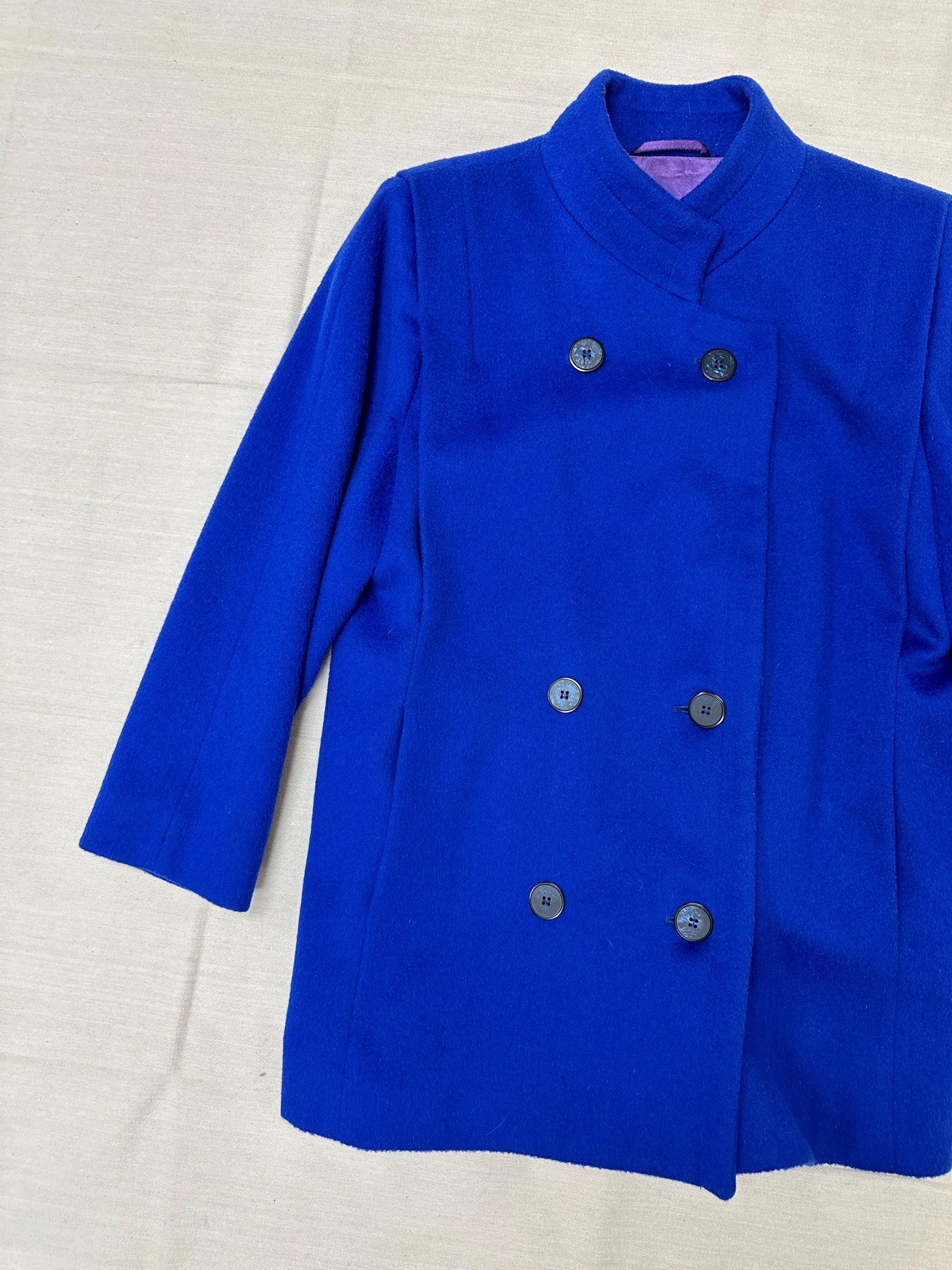 Vintage 80s Double Button London Fog Cobalt Blue Coat | Size Large