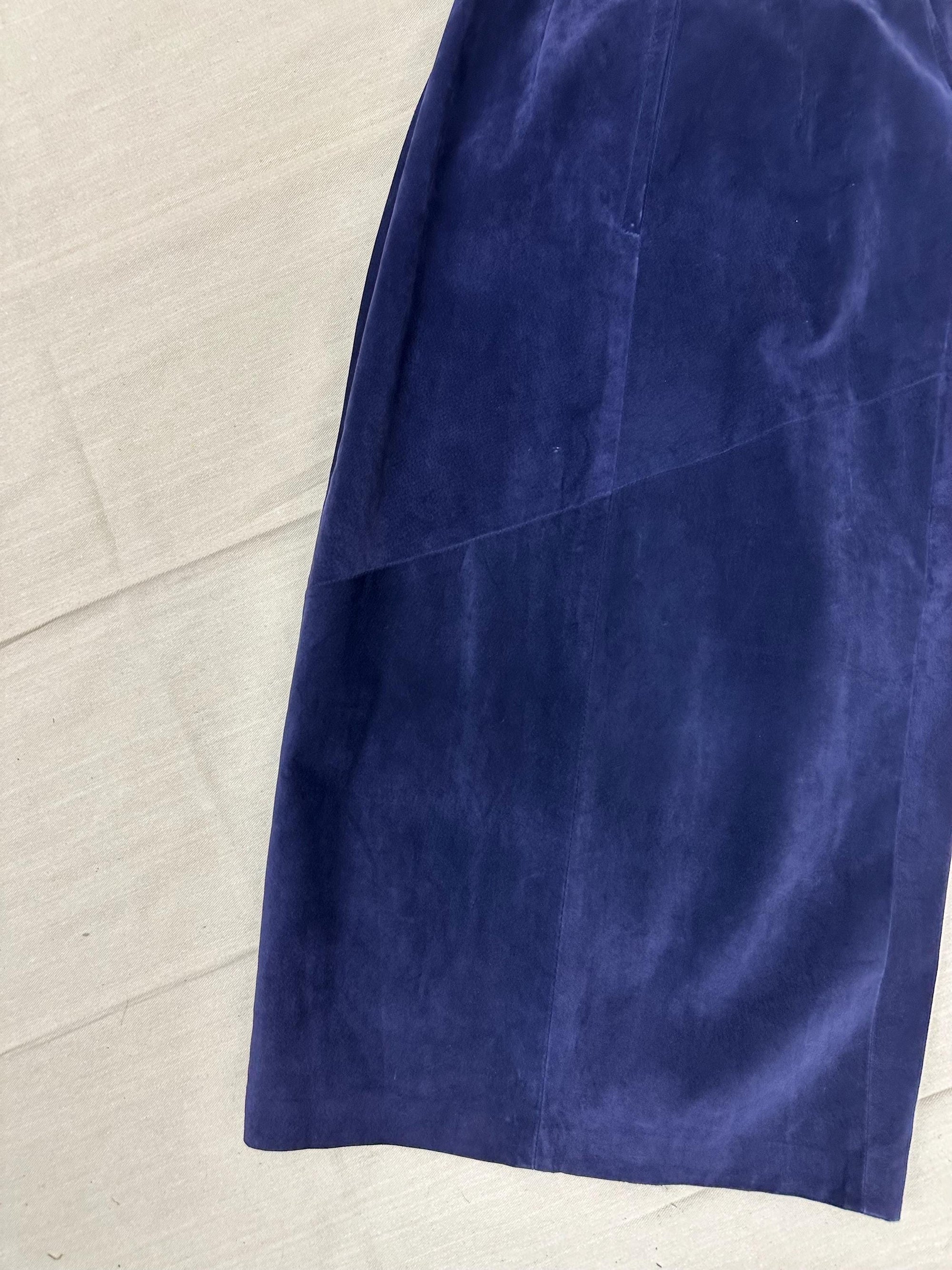Vintage 80s Purple Maxi Suede Daniel Skirt | Size 10 | Made in Canada