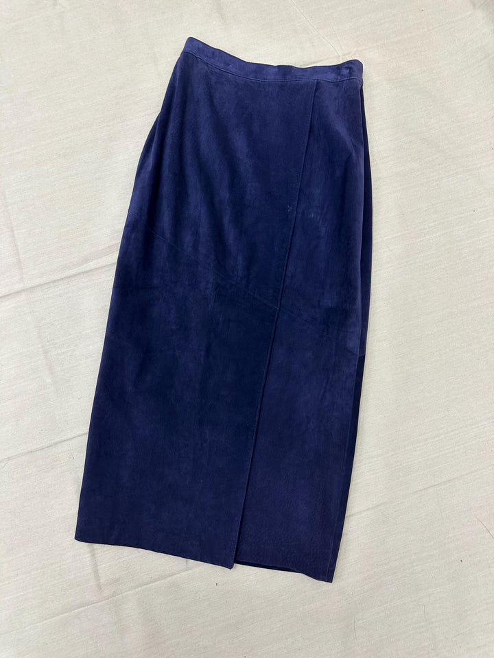 Vintage 80s Purple Maxi Suede Daniel Skirt | Size 10 | Made in Canada