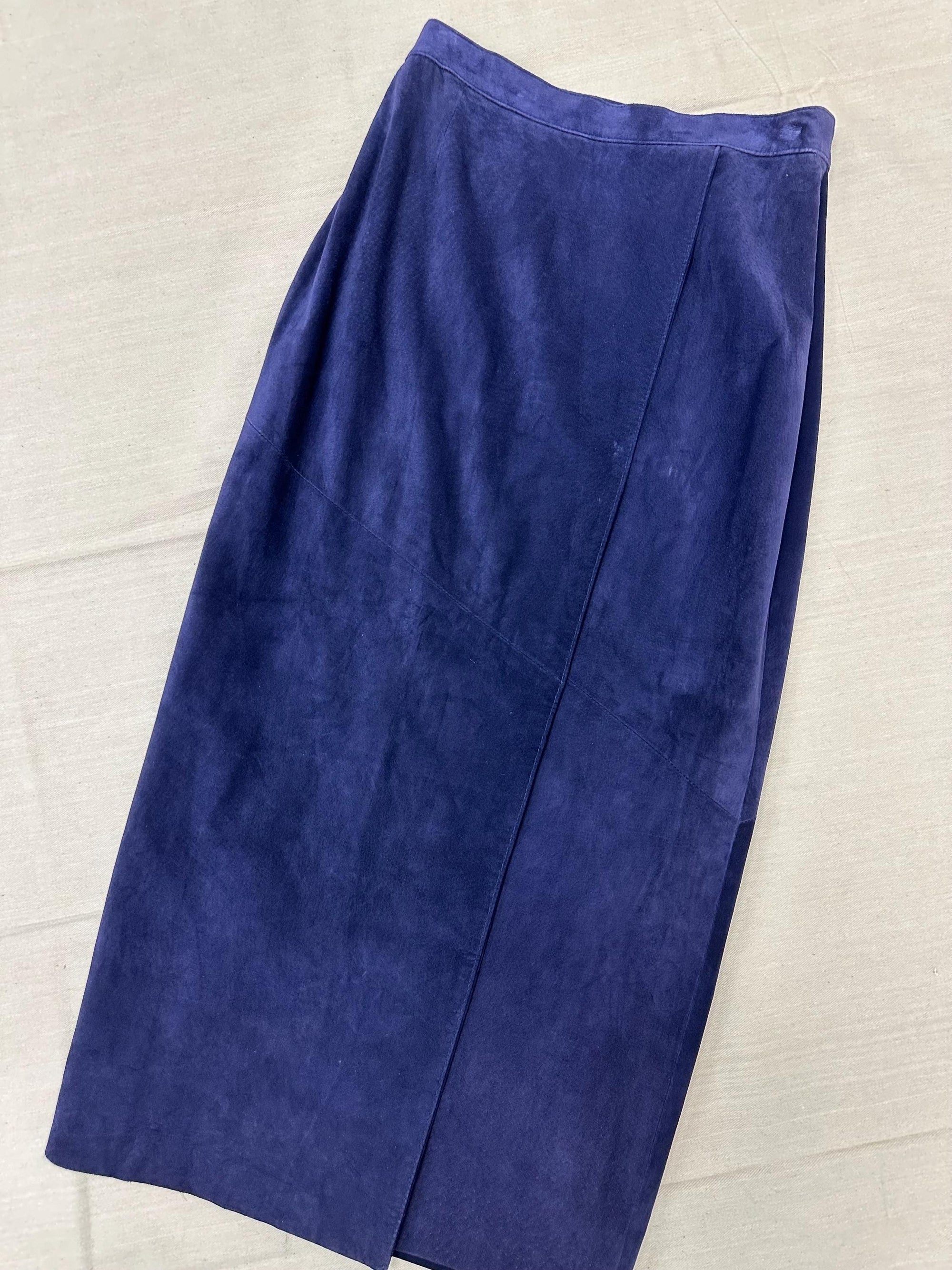 Vintage 80s Purple Maxi Suede Daniel Skirt | Size 10 | Made in Canada