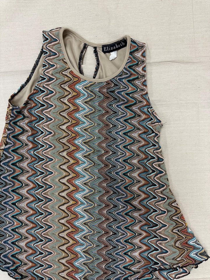 Vintage 90s Elizabeth Zig Zag Strechy Tank Top | Size Medium