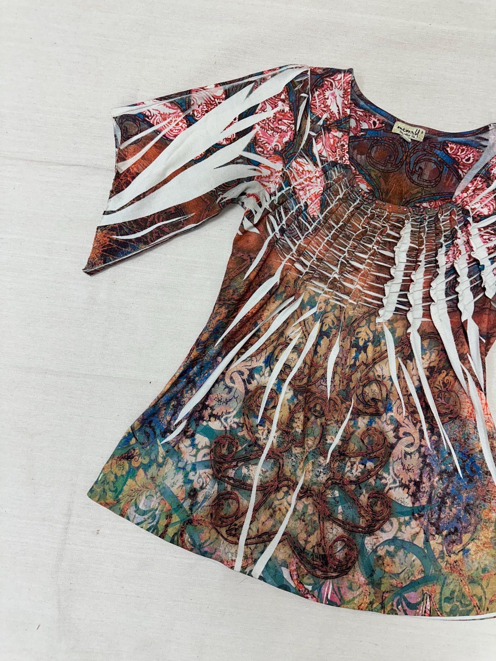 Vintage Y2K Paisley Block Dye Abstract Blouse | Size Small